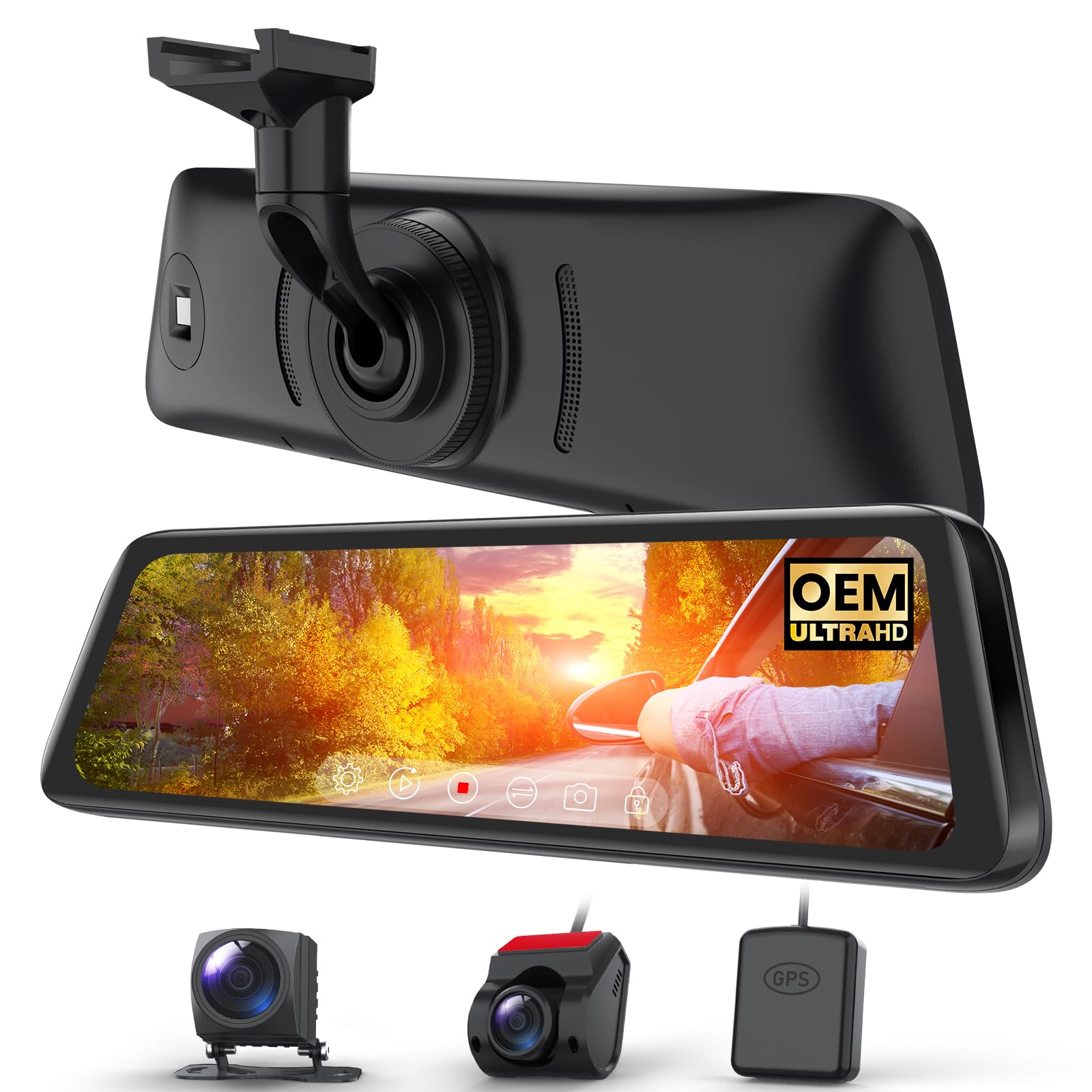 Auto Vox T9Pro Oem Rear View Mirror Camera With Detached Front Lens, 9.35'' Full Laminated Touch Screen Mirror Dash Cam Front An