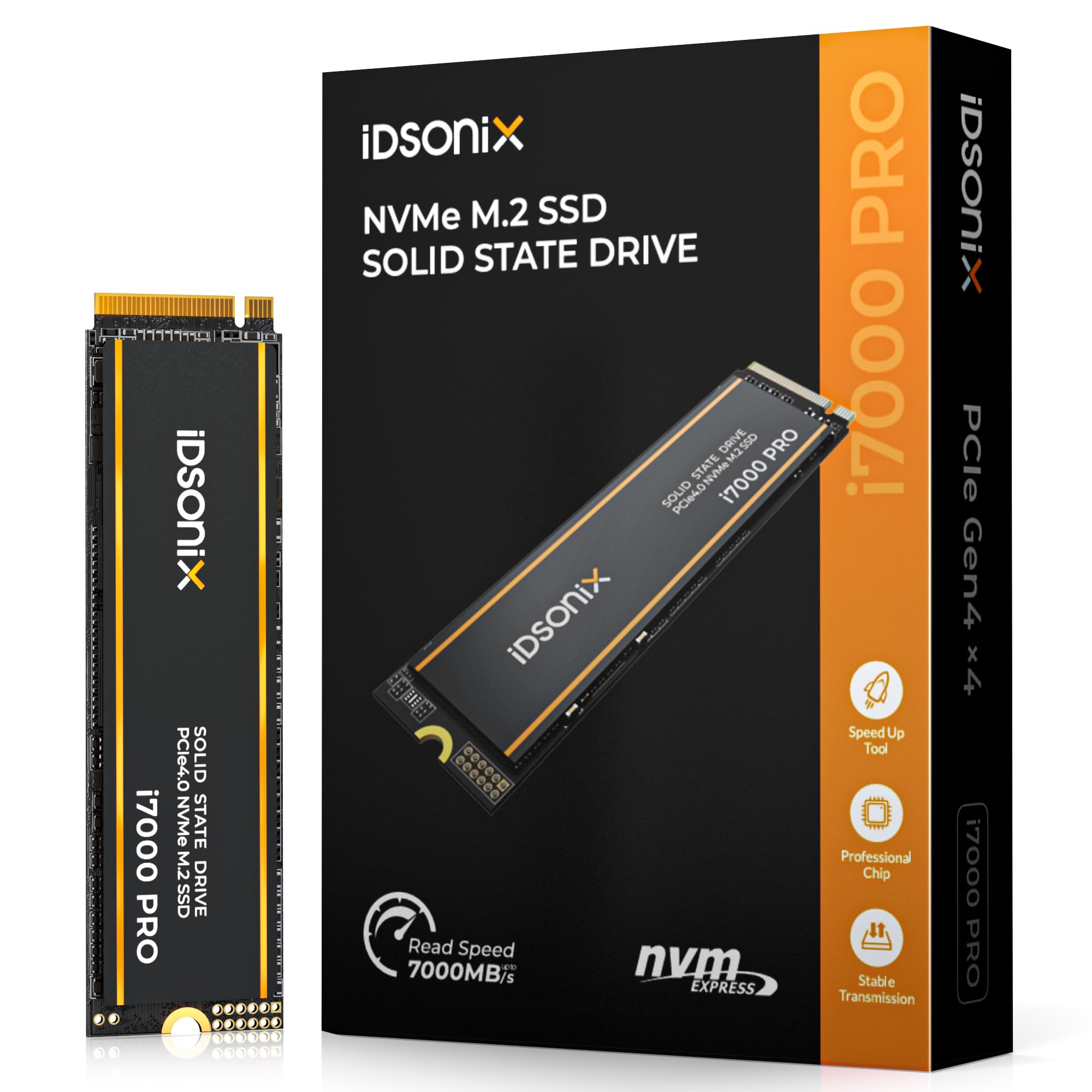 iDsonix M.2 SSD 1TB, PCIe Gen4X4, NVMe SSD M.2 2280 with 3D NAND Flash and Heatsink, Speeds Up to 7000 MB/s, Internal Gaming Sol