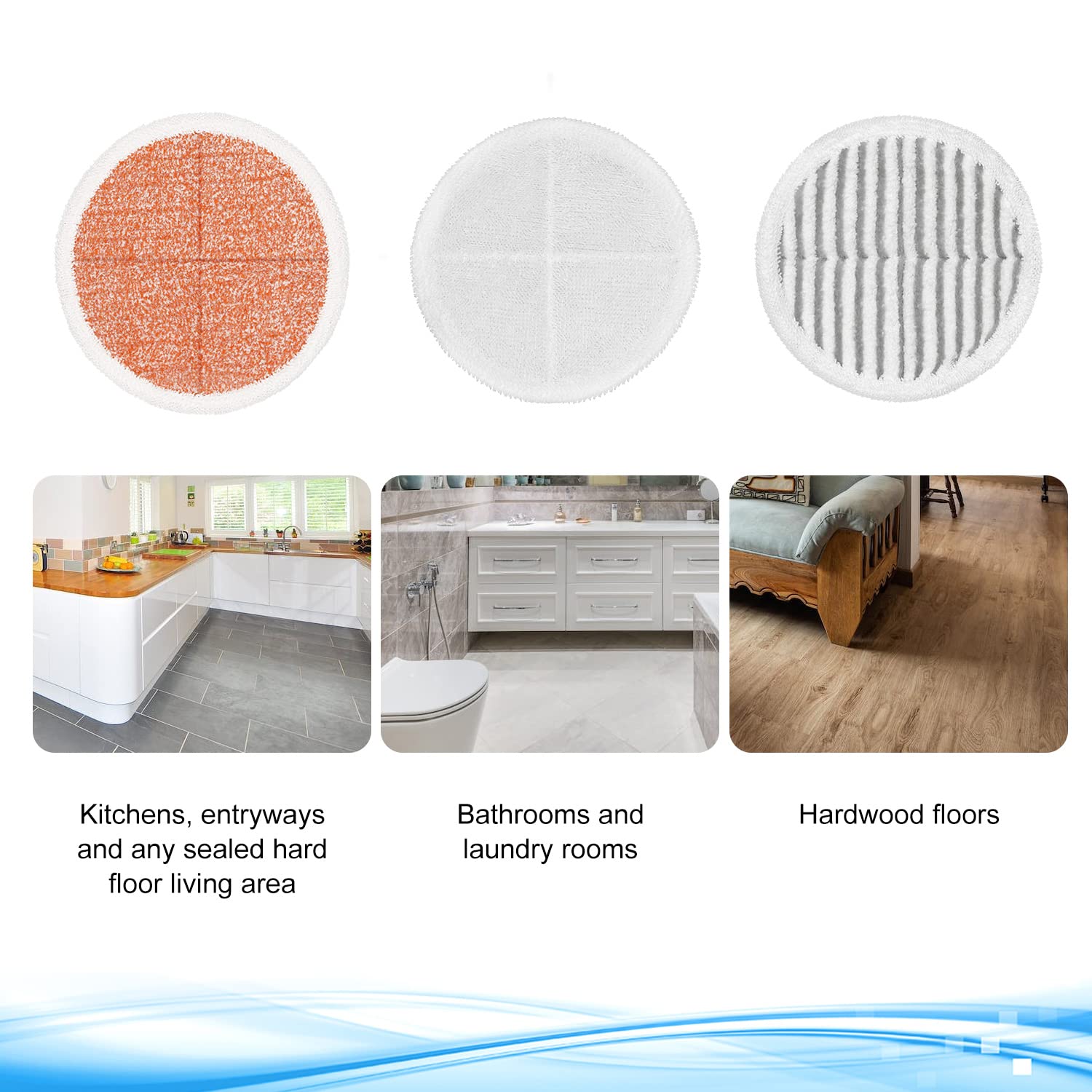 6 Pack Mop Pads Replacement Compatible With Bissell Spinwave Mops 2124 2039 2037 2039A Series Steam Mop Pads For Bissell Spinwav