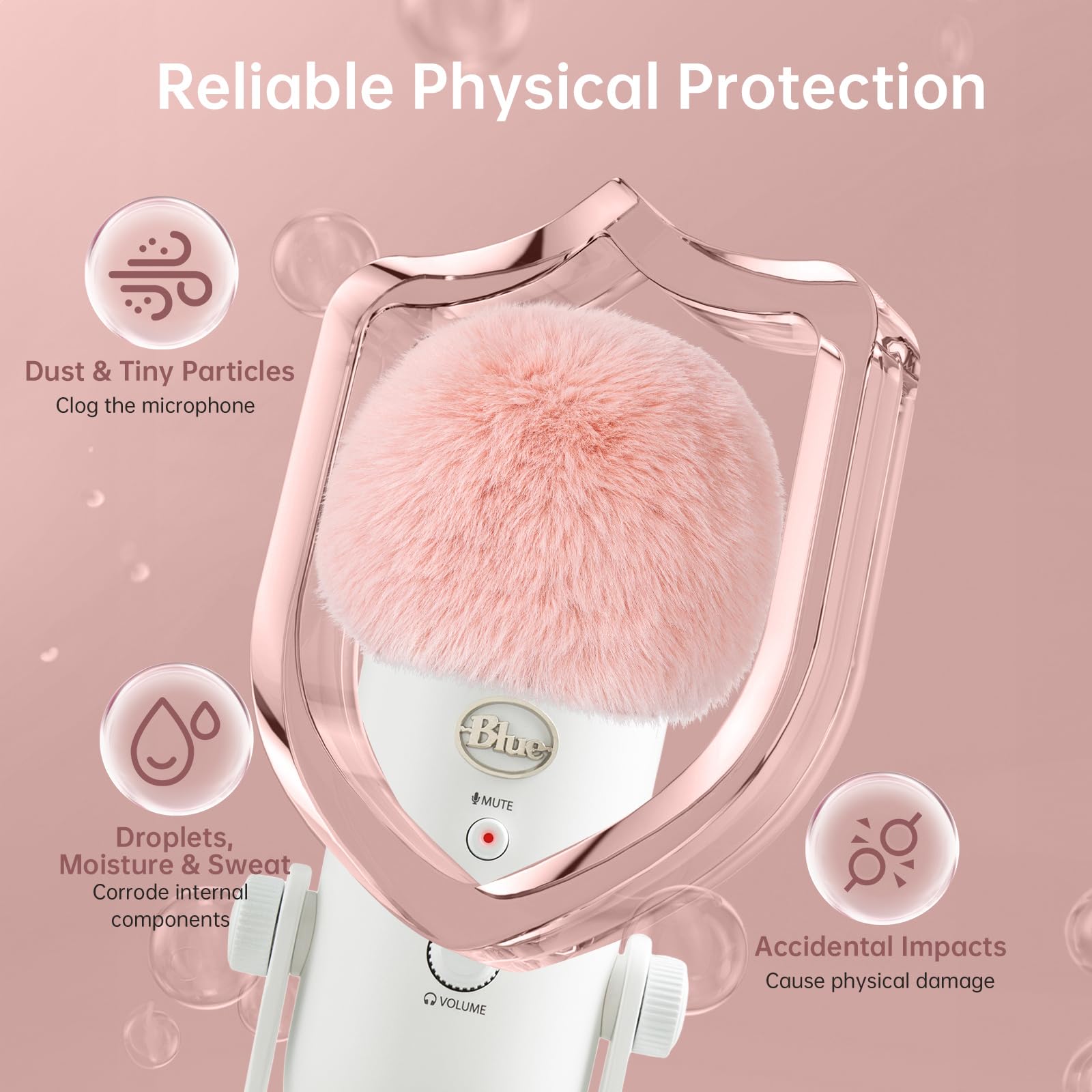 Phantaccy Pop Filter/Windscreen For Blue Yeti And Yeti Pro Microphones, Furry Mic Cover For Wind And Ambient Noise Reduction