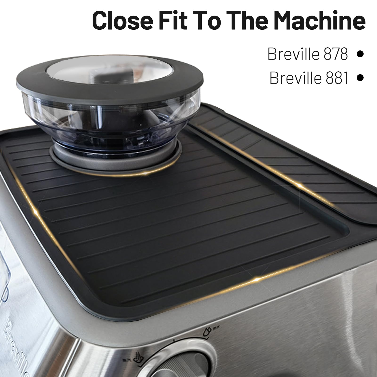 Coffee Mat For Breville 878/881, Espresso Tamper Mat, Food Grade Silicone Non Slip, 11.42In X 9.53In, Waterproof Heat Resistant,