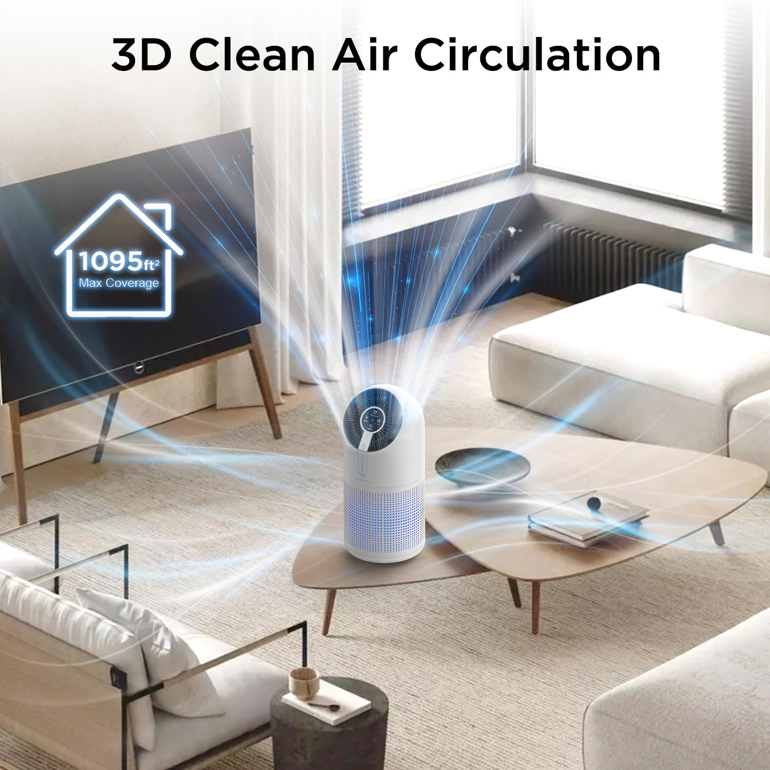 Mooka Air Purifiers For Home Large Room Up To 1095Ft, H13 Hepa Filter Air Cleaner For Pets Bedroom Remove Smoke Dust Pollens Dan