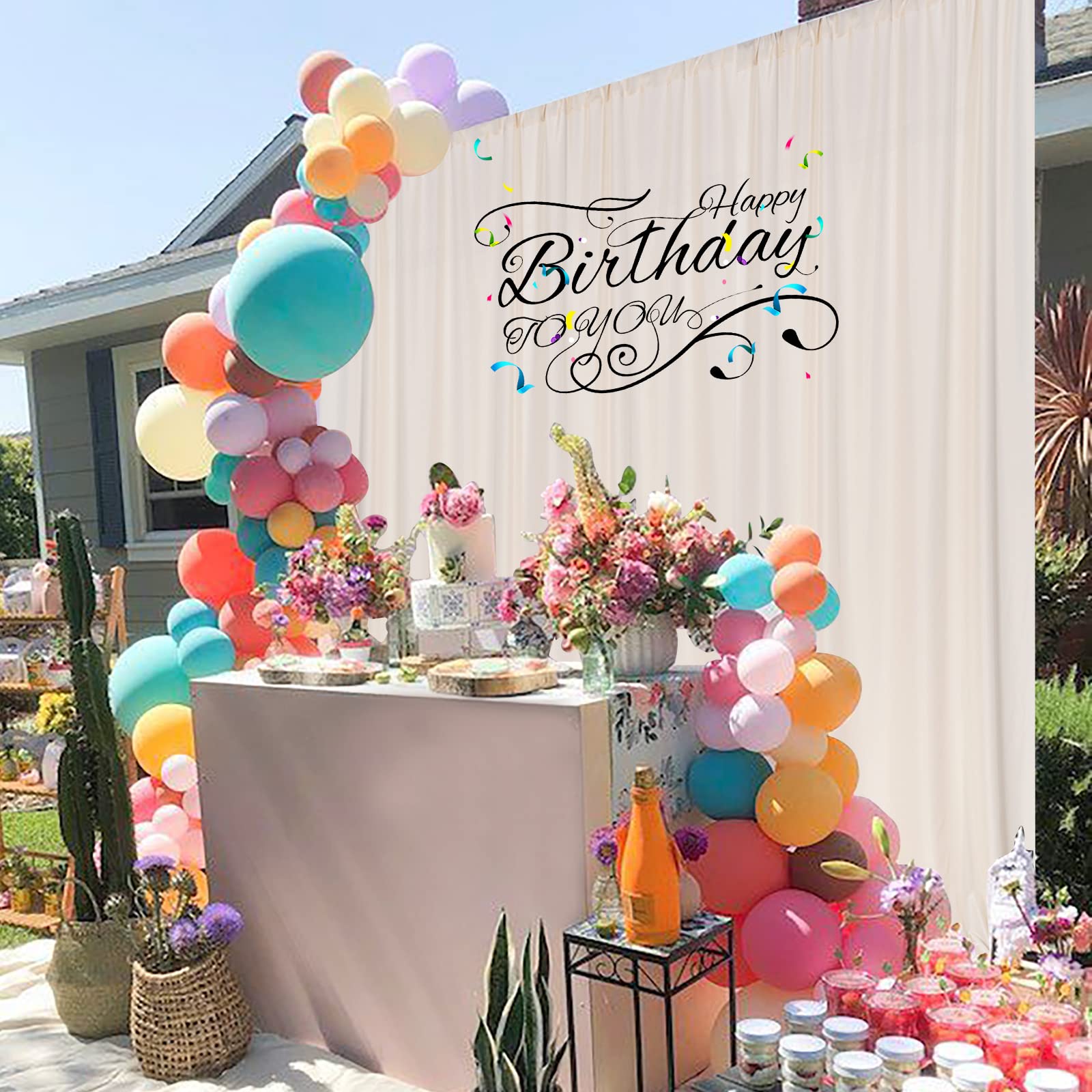 10Ft X 10Ft Beige Backdrop Curtains For Wedding Birthday Baby Shower Photography Backdrop Fabric Curtains Drapes Home Window Dec