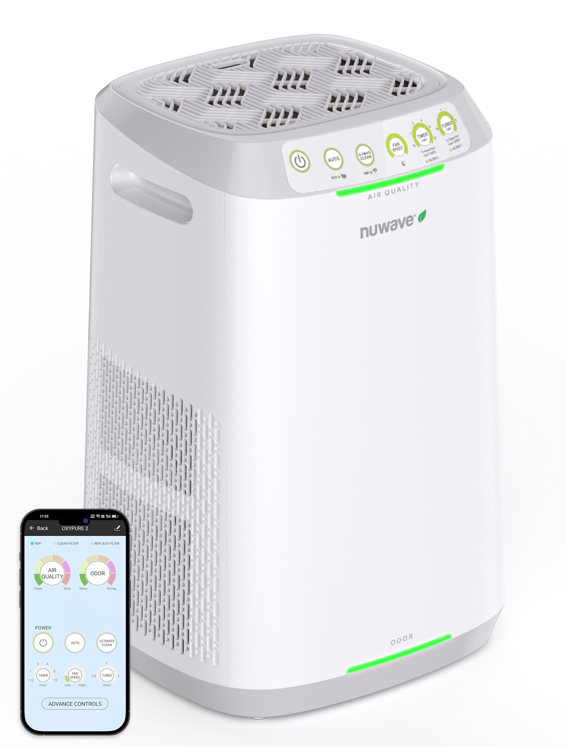Nuwave Oxypure Zero Air Purifier With Washable Reusable Filters For Large Room | Smart Air Cleaners 99.9% Removal 0.1 Micron Par