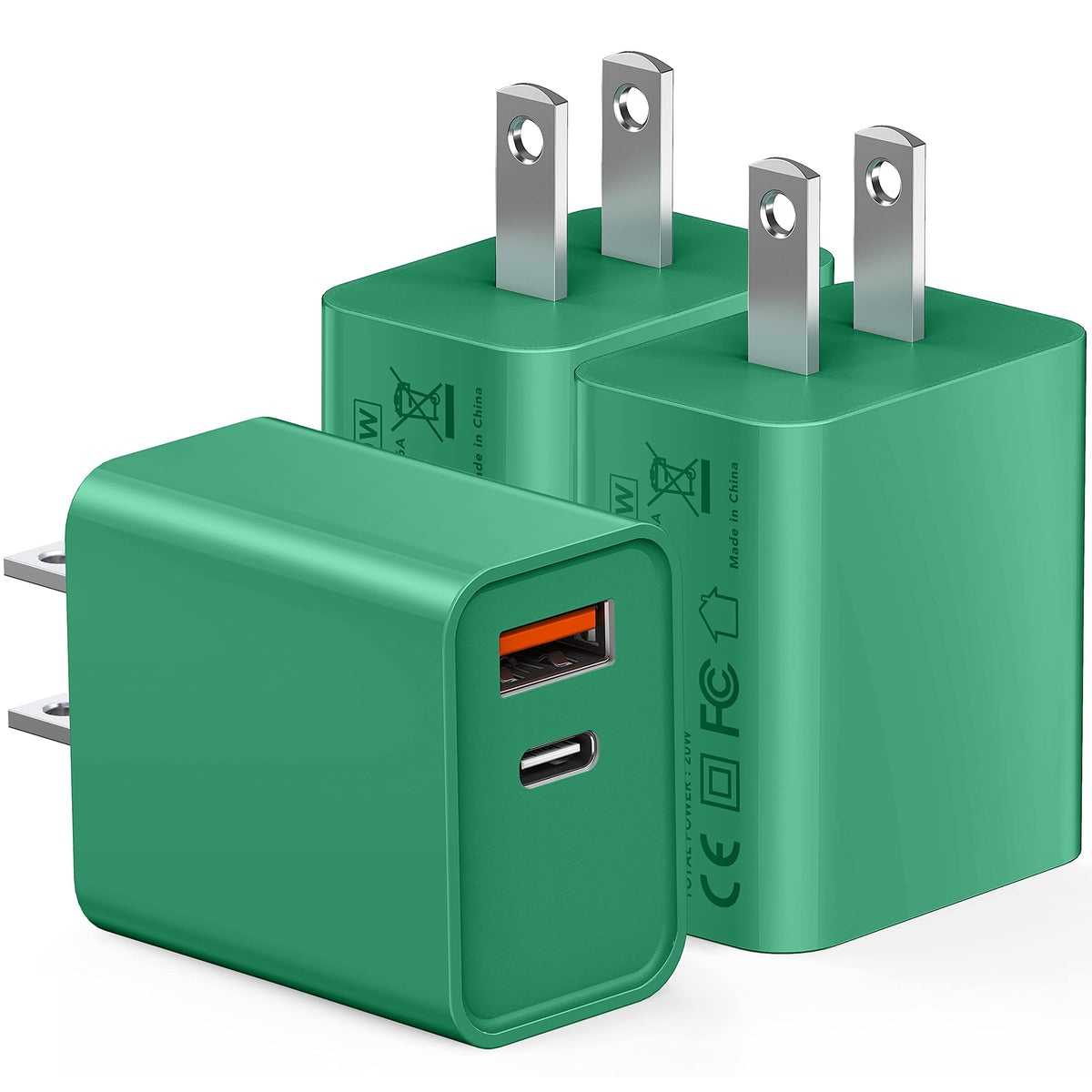 20W Usb C Fast Charger, 3Pack Durable Dual Port Pd 3.0 With Usb A Wall Charger Block For Iphone, Ipad Pro, Airpods Pro, Samsung