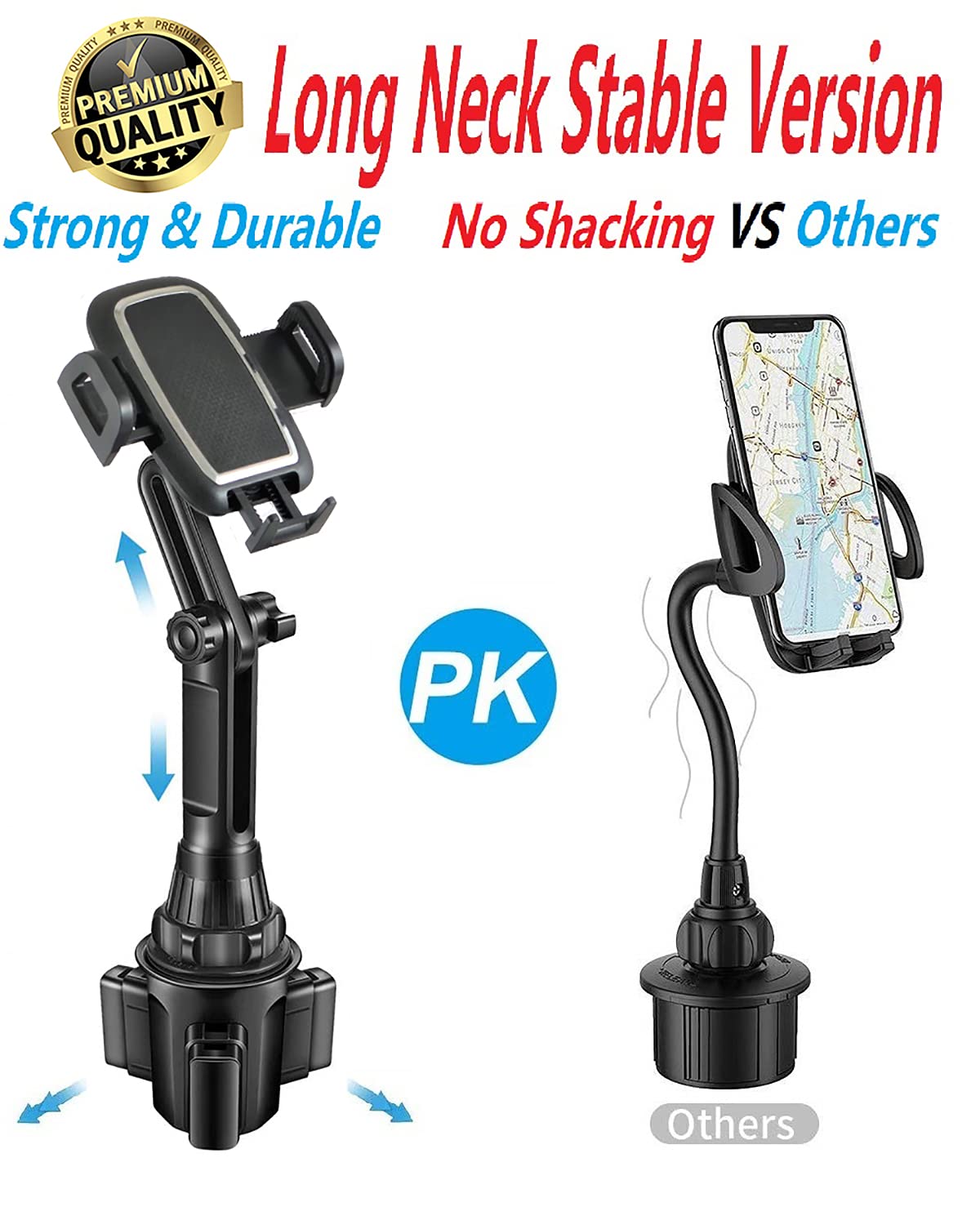 Tecotec Upgraded Car Cup Holder Phone Mount & Air Vent Phone Holder, Universal Adjustable Long Arm Car Cup Holder Fits All Cellp