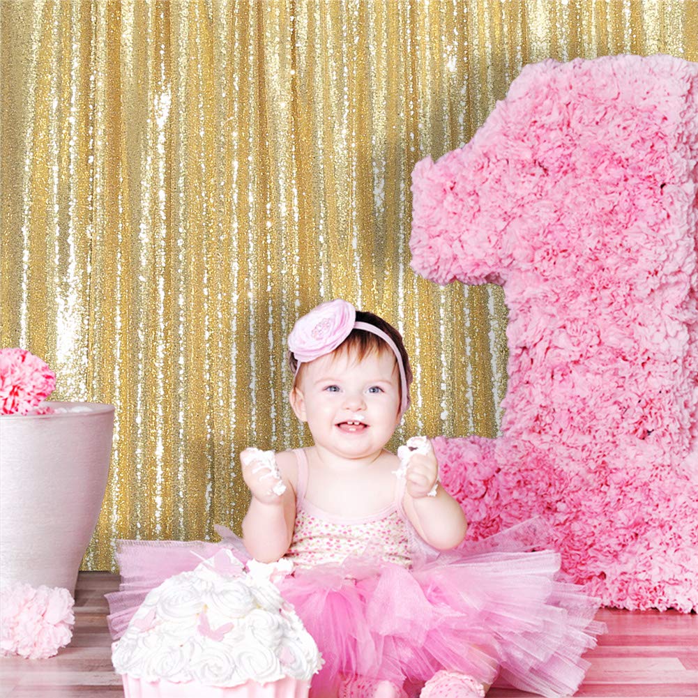 Eternal Beauty Gold Sequin Backdrop, 6X8 Ft Glitter Background Curtains For Shimmer Photography Party Wedding Birthday Back Drop