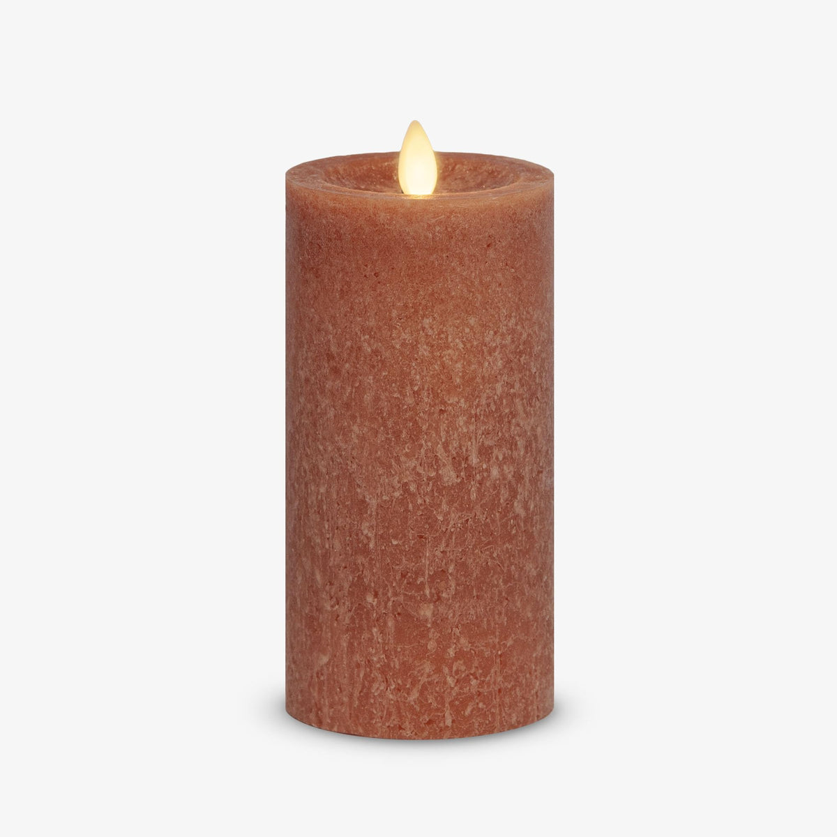 Luminara Sea Glass Flameless Candle, Adobe 3'' X 6.5'', Moving Led Flame Pillar With Timer, Battery Operated, Real Wax, Unscente