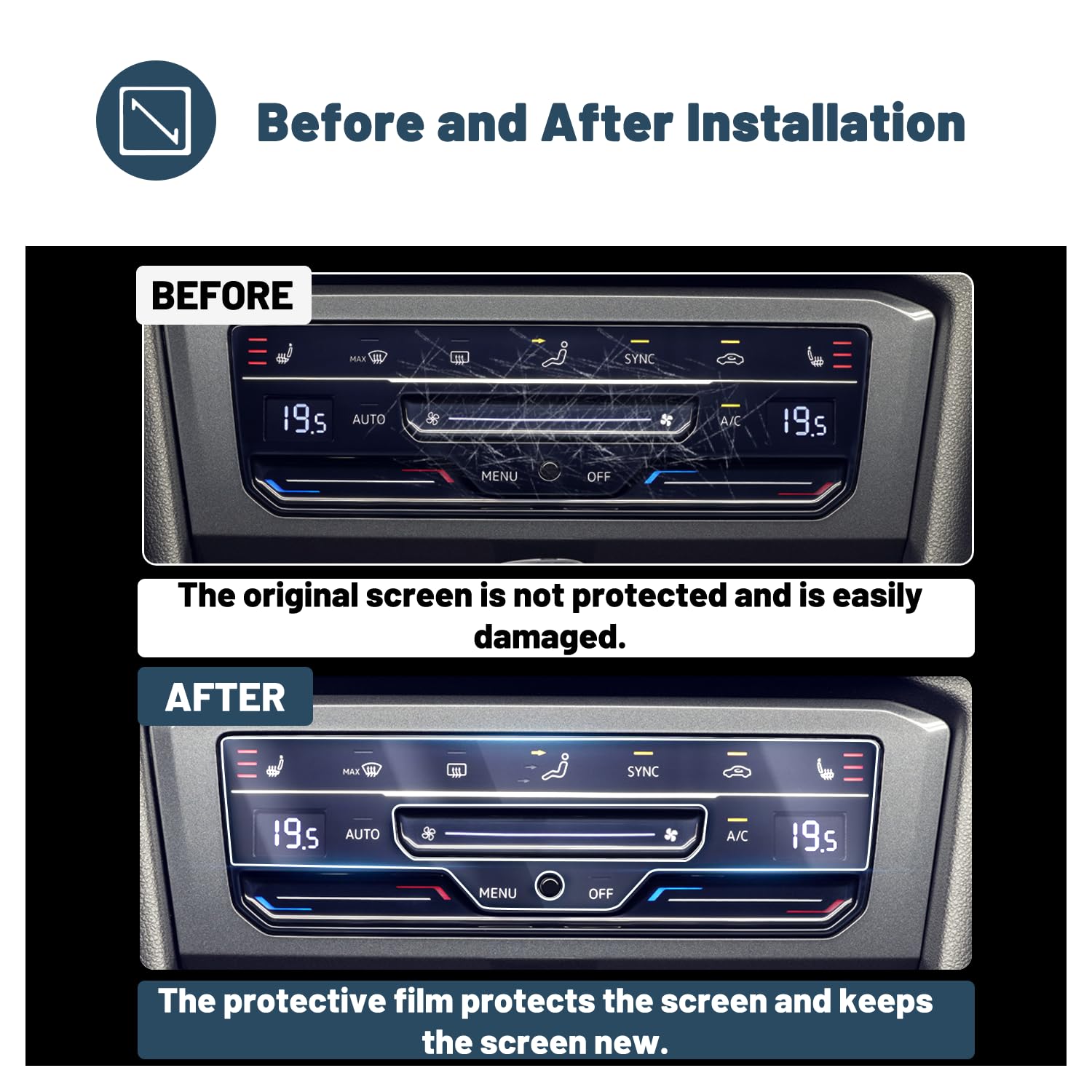 Ruiya Screen Protector For Vw Tiguan Air Conditioner Touch Screen,For 2022 2024 Volkswagen Vw Tiguan Accessories Plastic Nano Fi