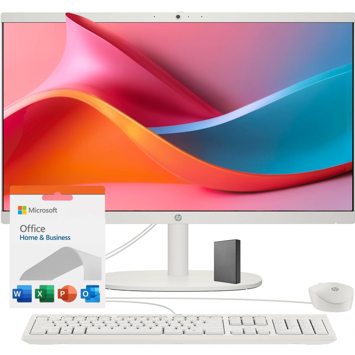 Hp 22'' All-In-One Desktop Pc  The New Version And Look  12 Month Microsoft Office  40Gb Ram  1Tb Storage (512Gb Ssd And 512Gb E