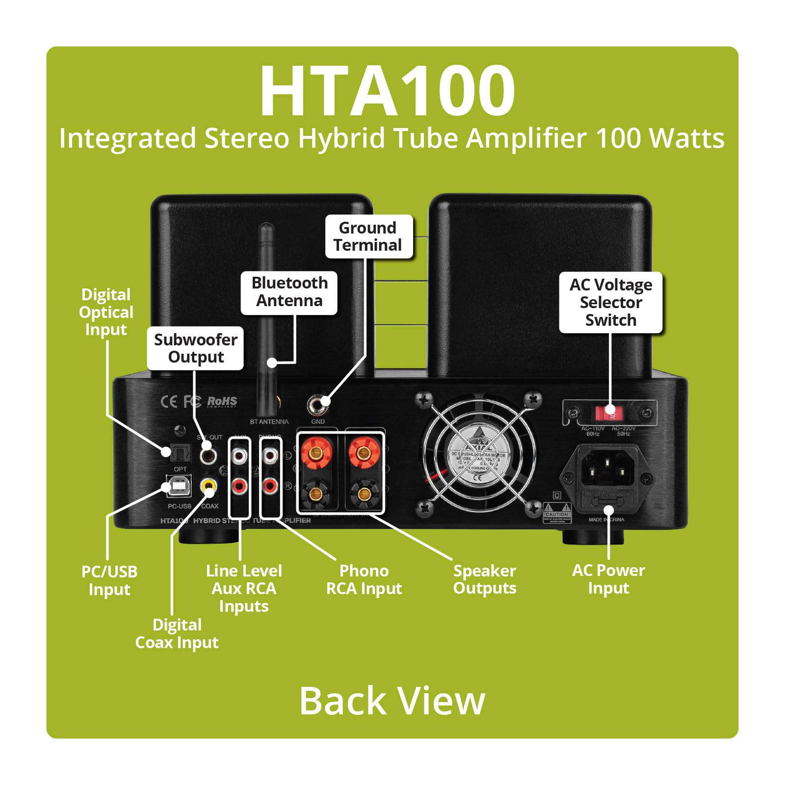 Dayton Audio Hta100 Integrated Stereo Hybrid Tube Amplifier 100 Watts
