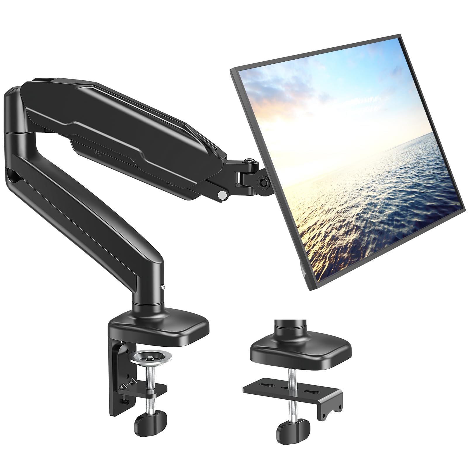 Mount Pro Single Monitor Desk Mount   Articulating Gas Spring Arm, Removable Vesa Stand With Clamp And Grommet Base Fits 13 To 3