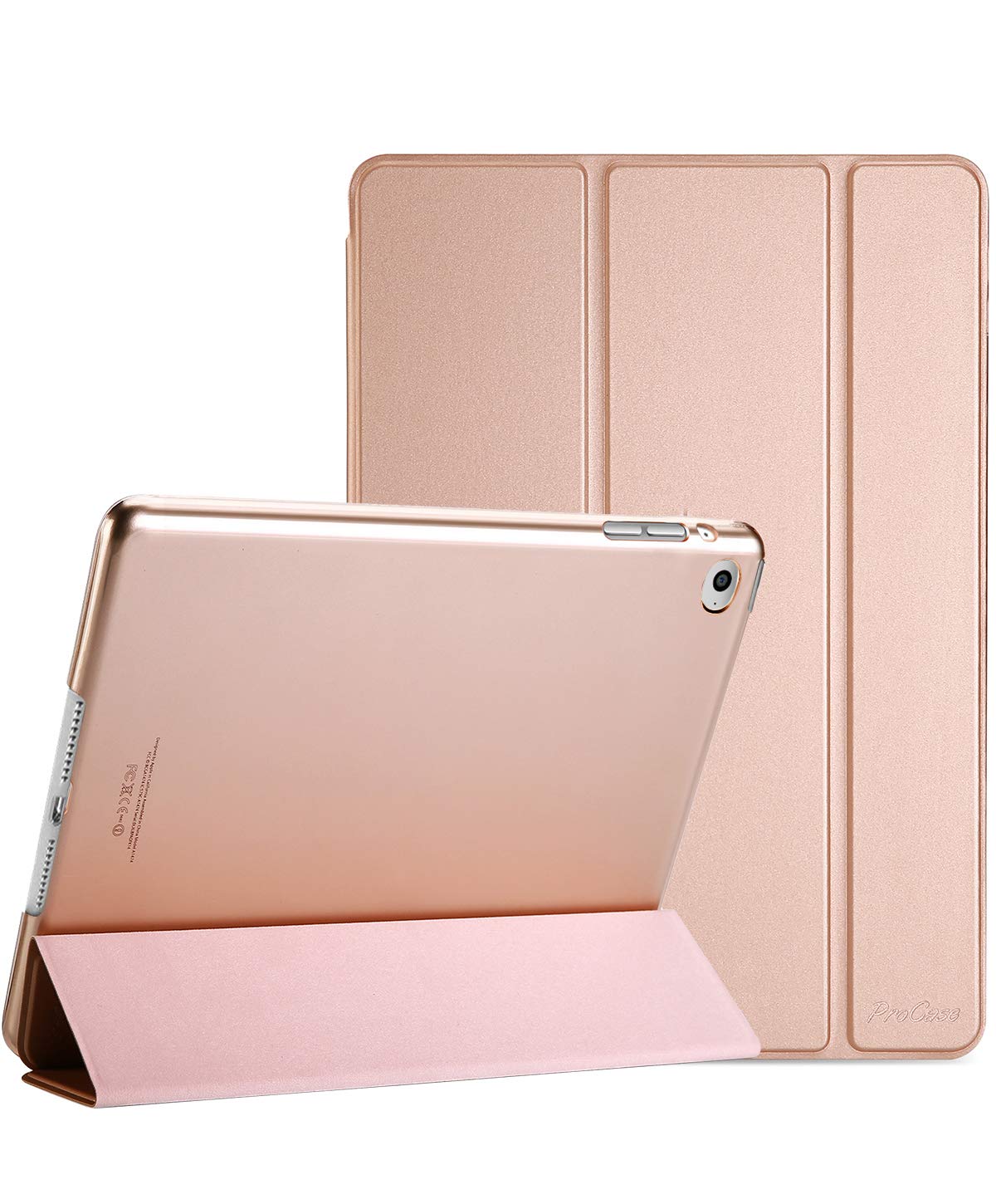 Procase Smart Case For Ipad Air 2 2014, Ultra Slim Lightweight Stand Protective Case Shell With Translucent Frosted Back Cover For Ipad Air 2Nd (A1566 A1567)  Rosegold