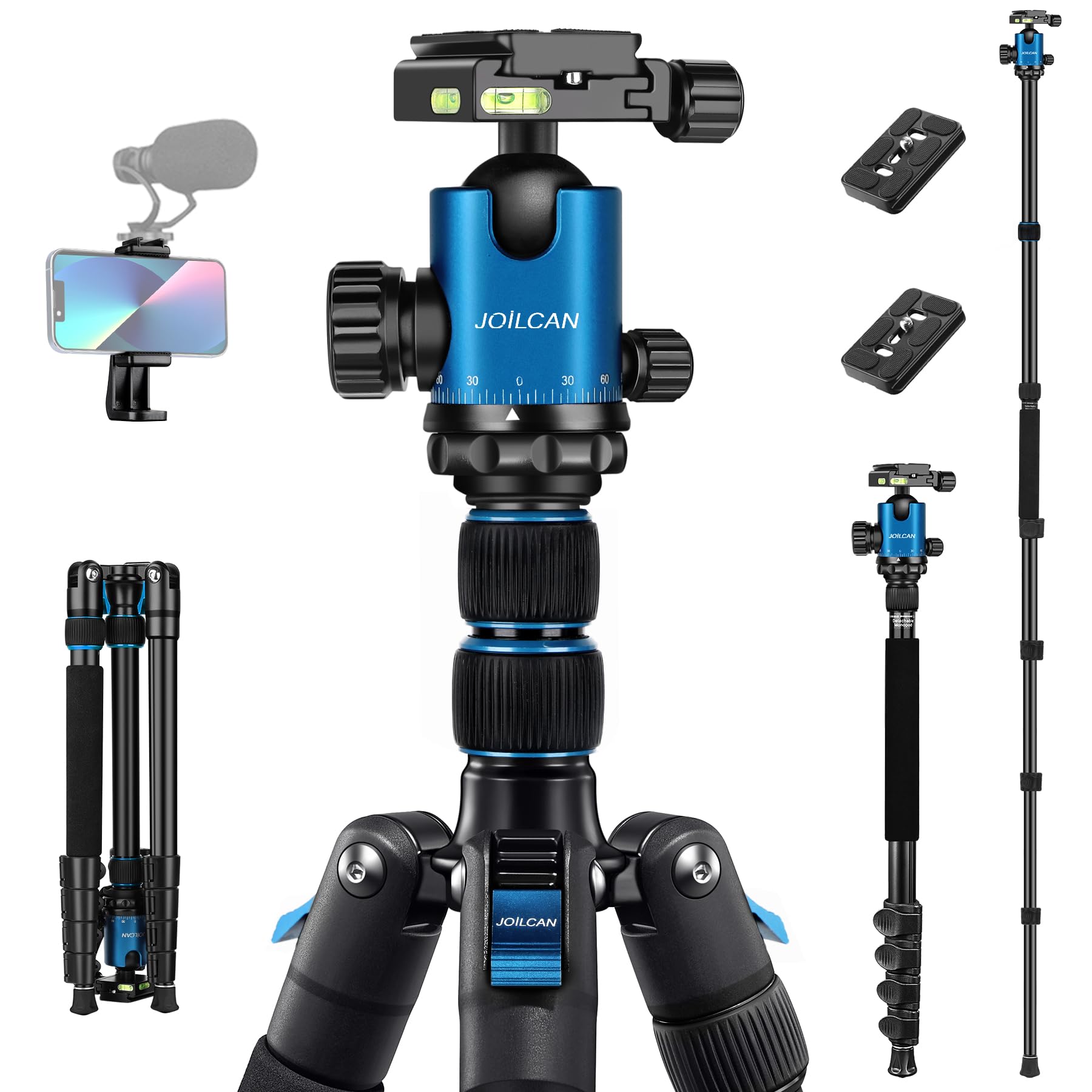 Tripod For Camera, 81'' Camera Tripod Stand, 83 Inches Dslr Tripods & Monopods, Heavy Duty Travel Tripod For Binoculars Laser Le