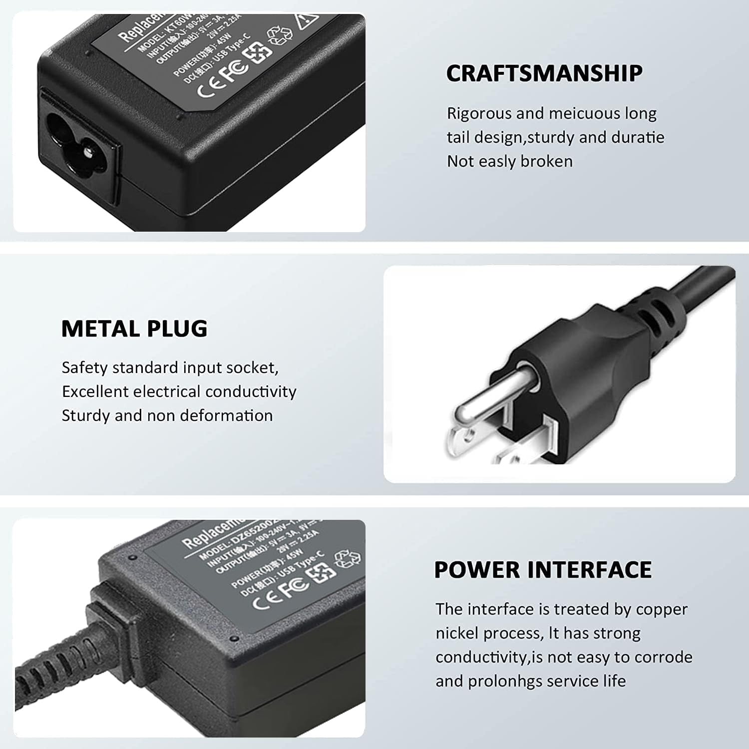 Chromebook Charger, 45W Usb C Laptop Charger For Hp Chromebook X360 14 14 Ca051Wm 14 Ca052Wm 14 Ca061Dx 14 Ca043Cl Chromebook Ch