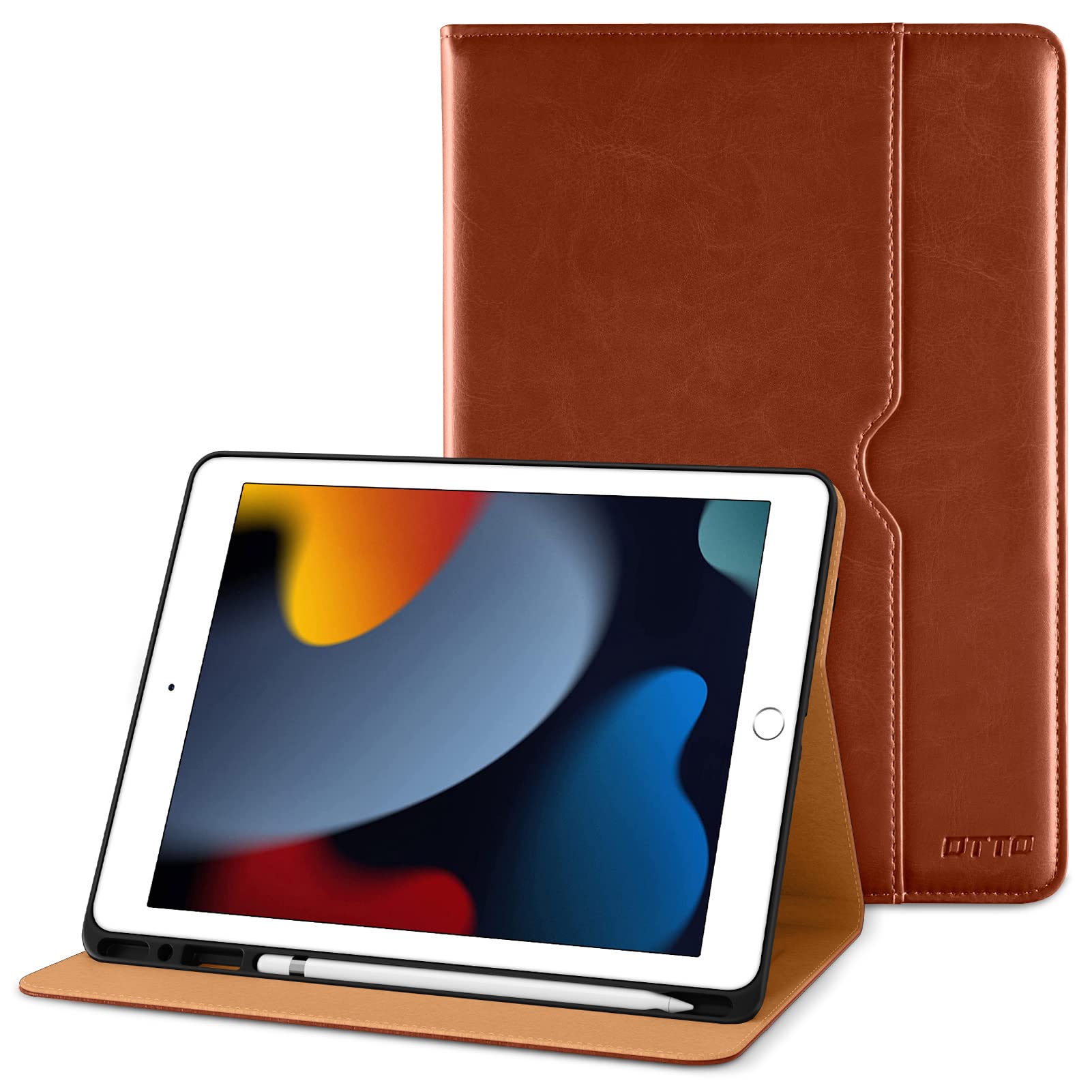 Dtto Ipad 9Th8Th7Th Generation 102 Inch Case 202120202019, Premium Leather Business Folio Stand Cover With Built In Apple Pencil