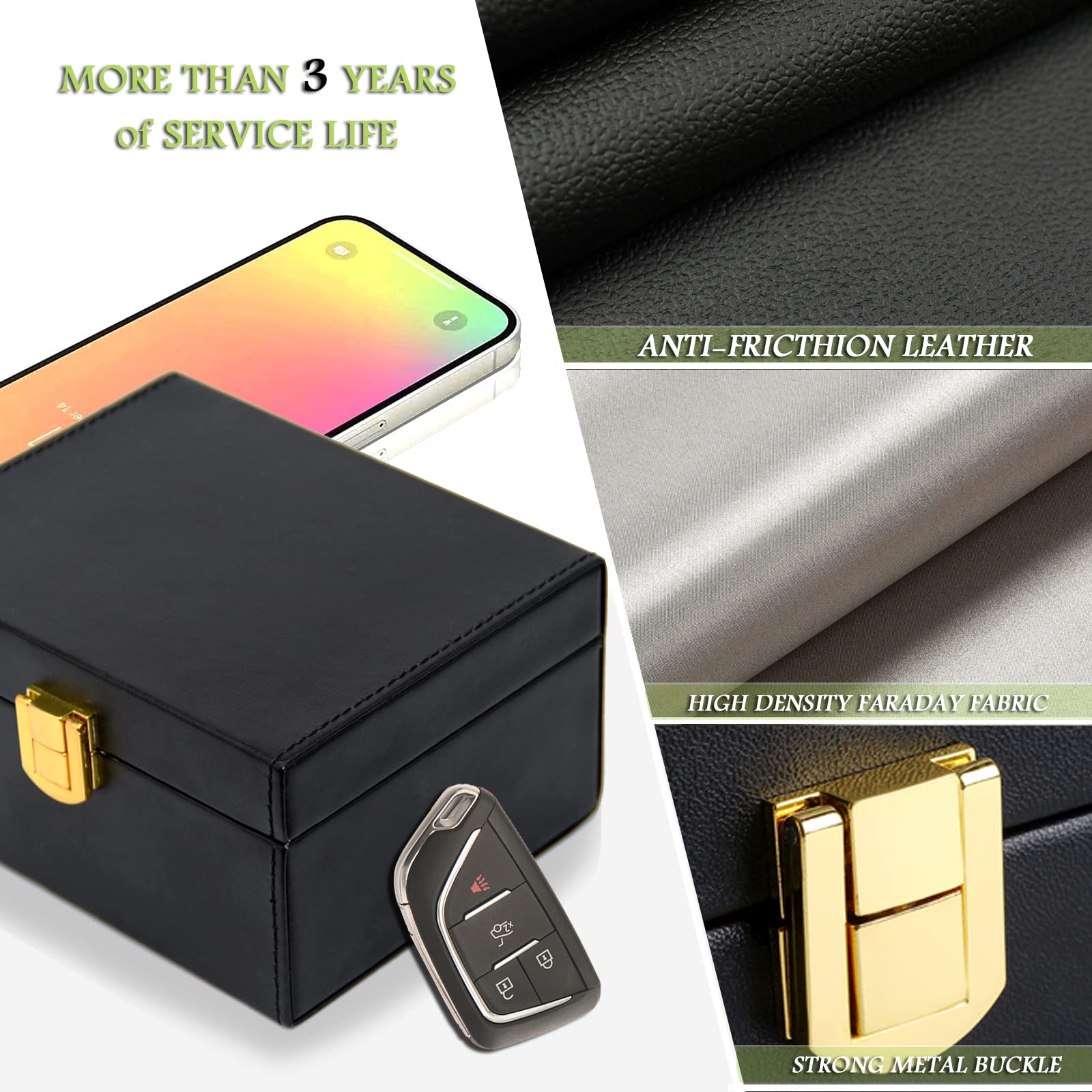 Todoxi Faraday Box & 2 Pack Key Fob Bags - Signal Blocker Pouch for 5-8 Keys, RFID Protection for Car Keys