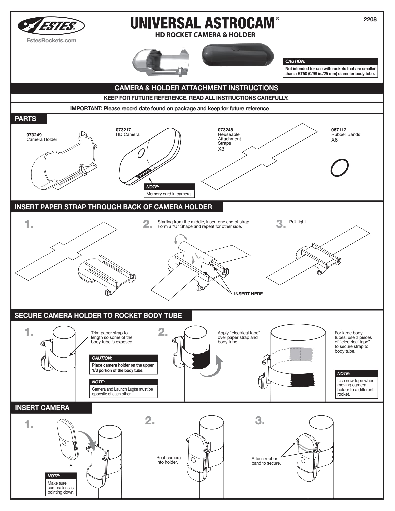 Estes Universal Astrocam Hd Rocket Camera & Holder 2208