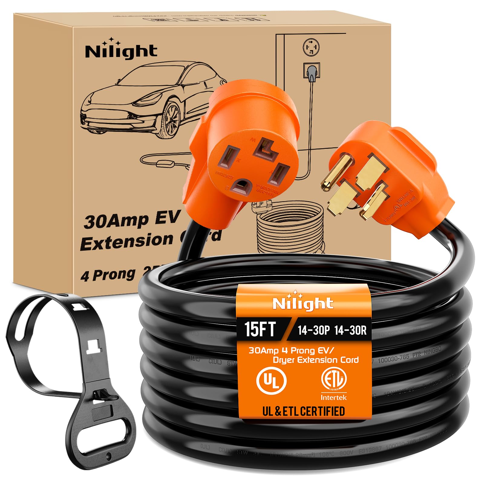 Nilight 15Ft Ev Dryer Extension Cord 4 Prong 30 Amp Nema 14 30P 14 30R Old Dryer Extension Cable Heavy Duty 10 Gauge Pure Copper