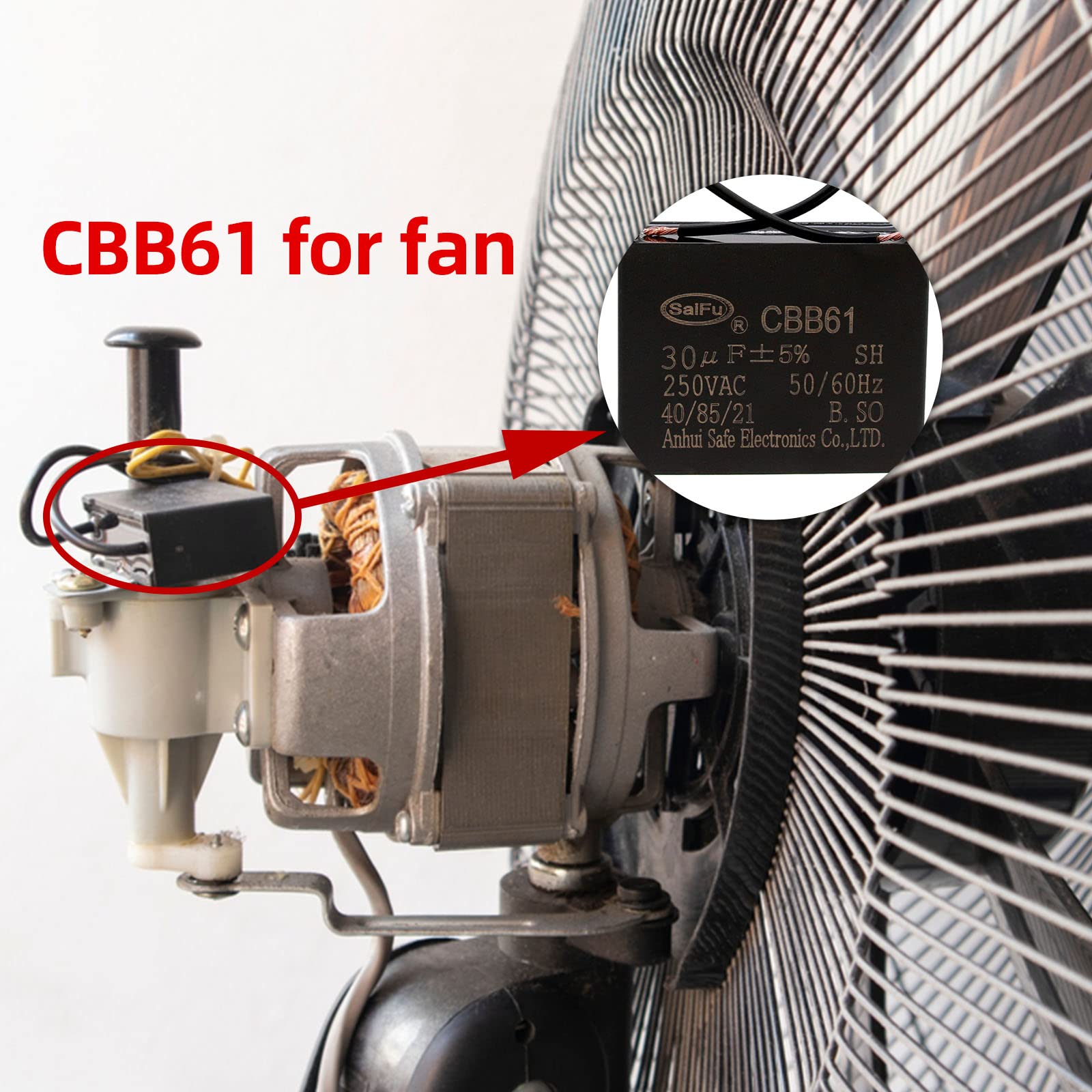 Akzytue Cbb61 Capacitor 30Uf 250V Ac Ceiling Fan 2 Wire 50/60Hz For Starting Electric Fan Generator Pump Motor