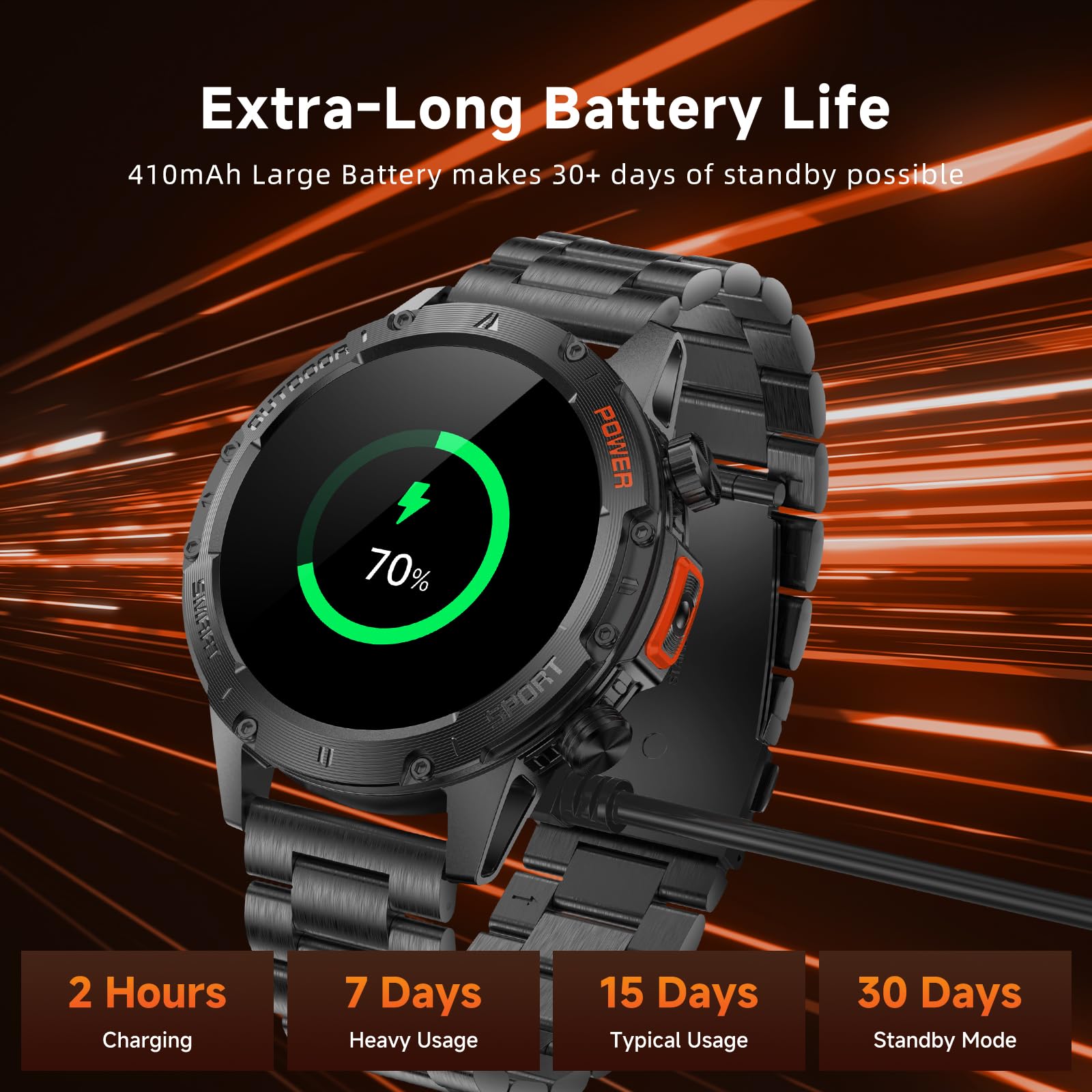 Bruboses Smart Watches For Men,Military Rugged Men Smartwatch, Stainless Steel Body, Ip68 Waterproof, 30-Day Long Standby, Answe