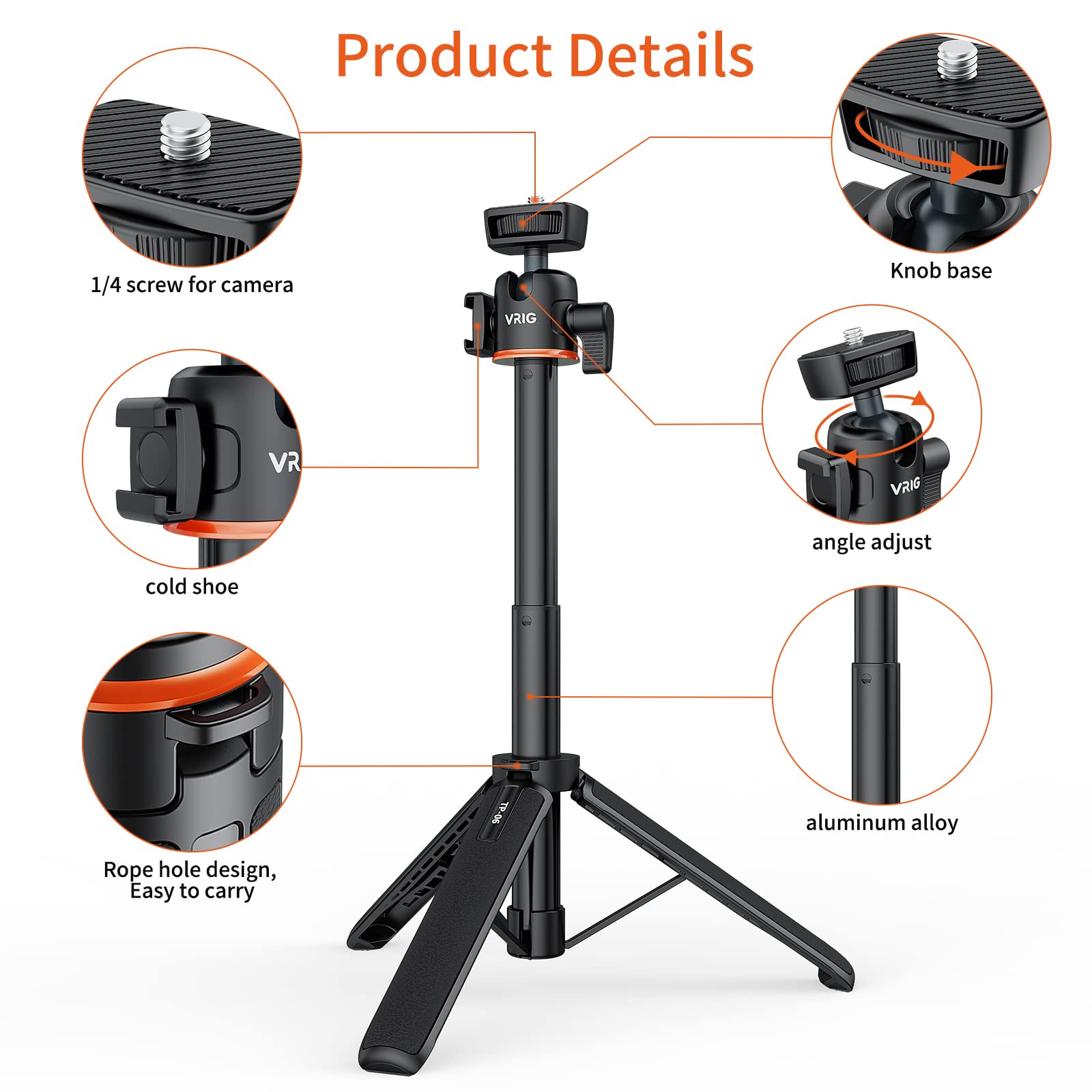 Uurig 21.6' Extension Pole Tripod, Mini Selfie Stick Tripod Stand Handle Grip For Dji Osmo Pocket 3 Webcam Canon G7X Mark Iii Sony Zv 1 Rx100 Vii A6400 A6600 Cameras Vlogging