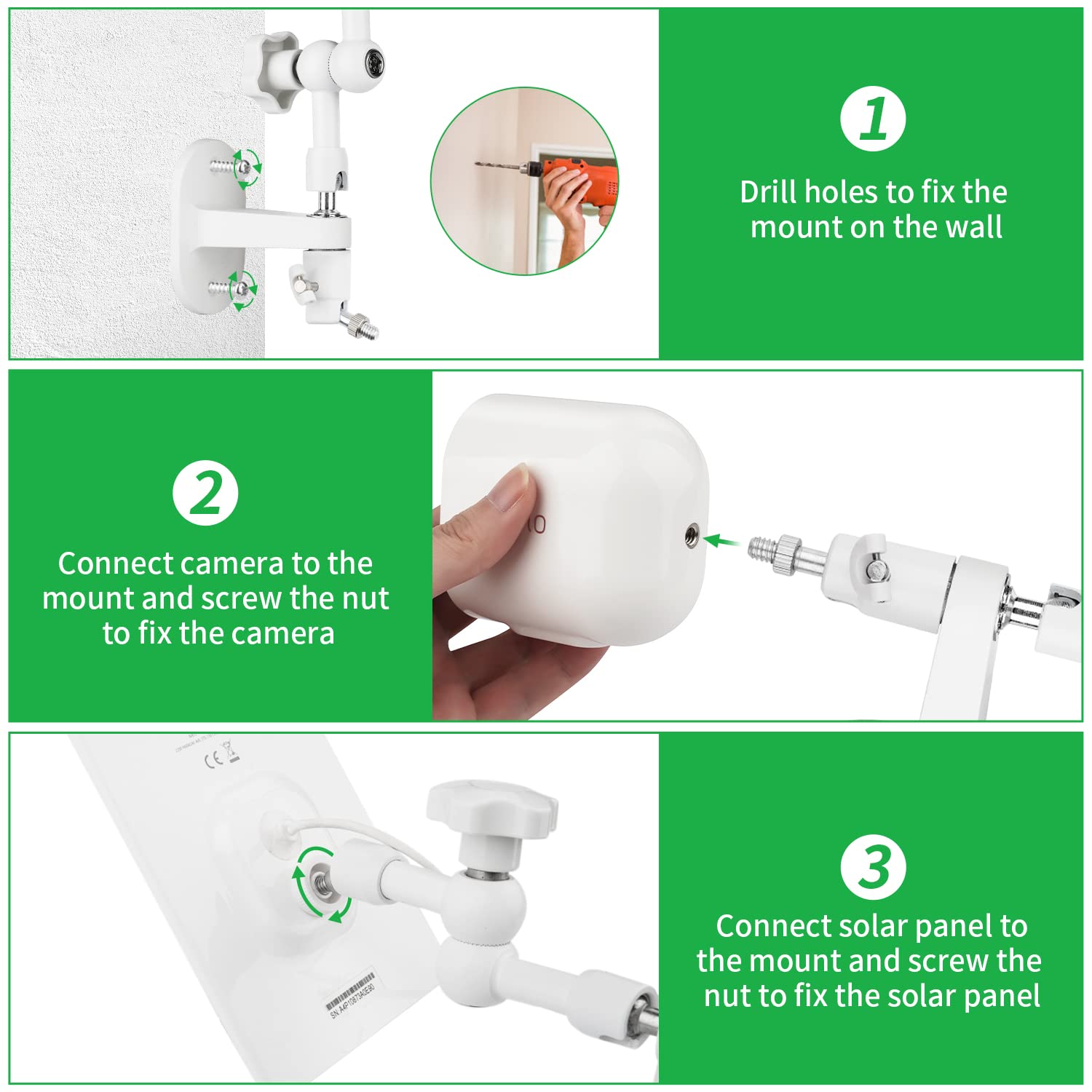 2 In 1 Wall Mount For Arlo Solar Panel And Arlo Pro/Arlo Pro 2/Arlo Pro 3/Arlo Pro 4/Arlo Ulra Security Camera, Adjustable Angle To Get Maximum Sunlight For Your Arlo Solar Panel