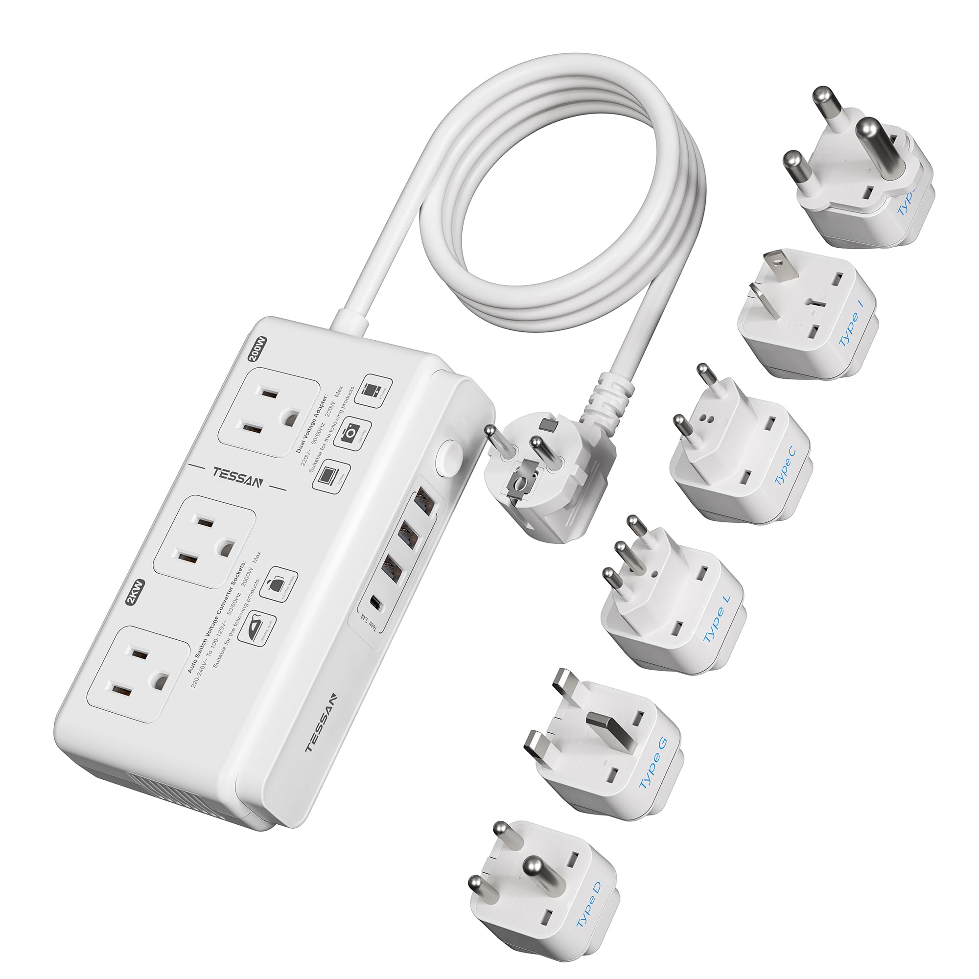 TESSAN Voltage Converter US to Europe 220 to 110, Universal Travel Adapter