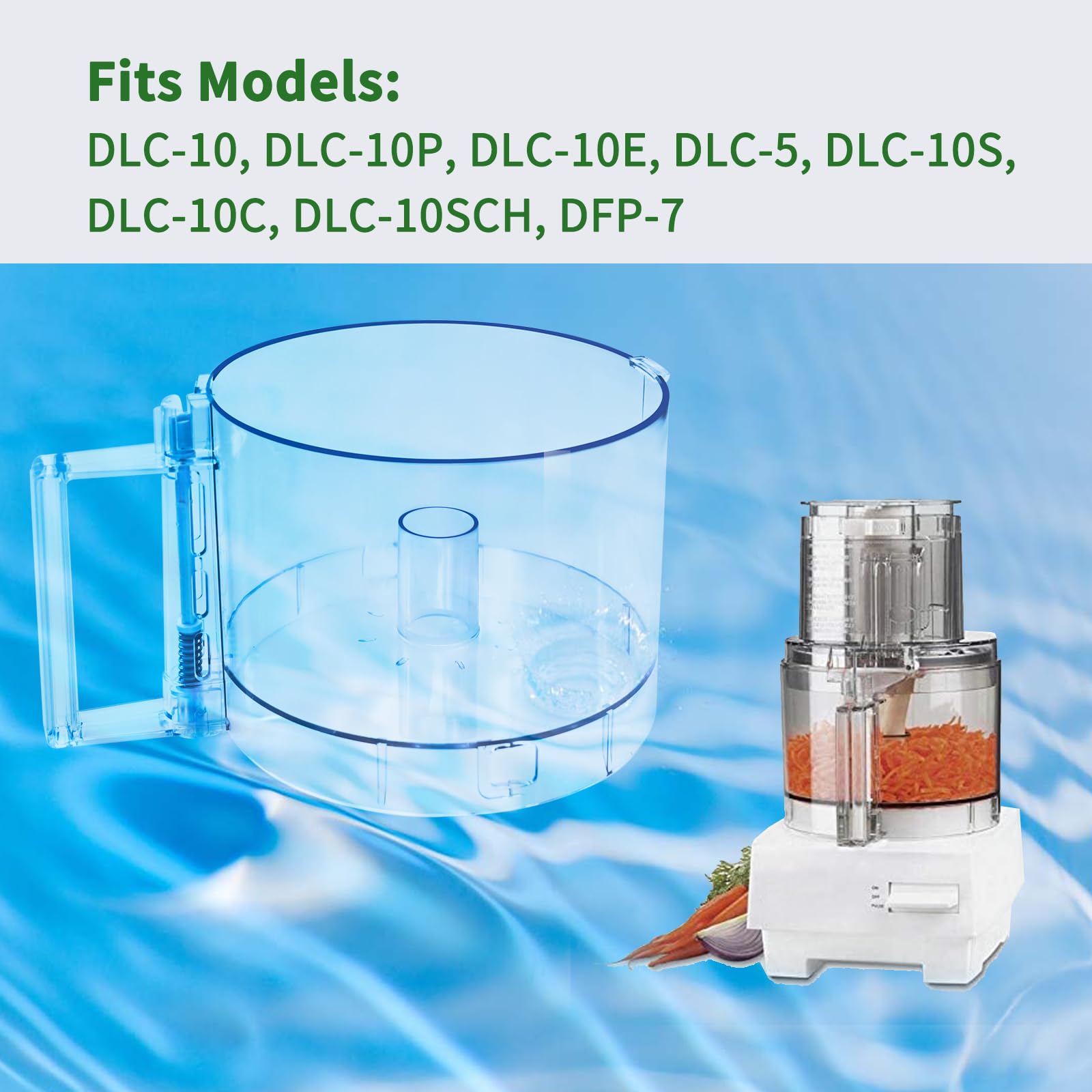 7 Cup Food Processor Work Bowl Compatible With Cuisinart Dlc 10 Series,Fp 631Agtx 1,Note:This Bowl Features 2 Tabs On The Top Ri