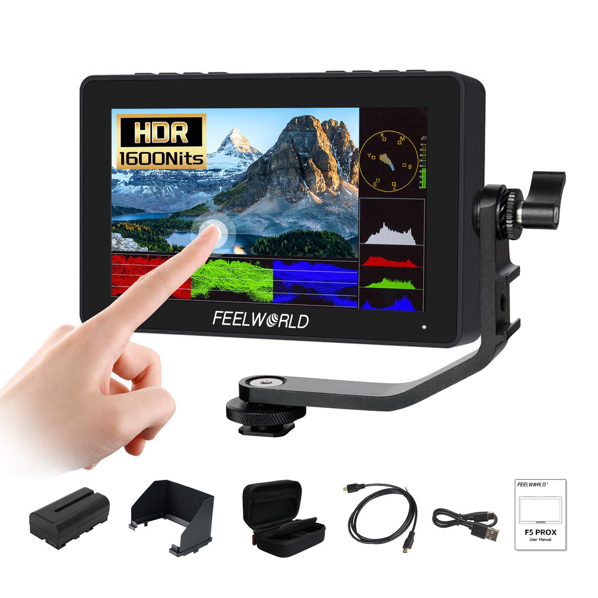 Feelworld F5 Pro X 5.5 Inch 1600Nits Daylight Visible Dslr Camera Field 4K Monitor With 3D Lut Hdmi Touchscreen Monitor Video Mo