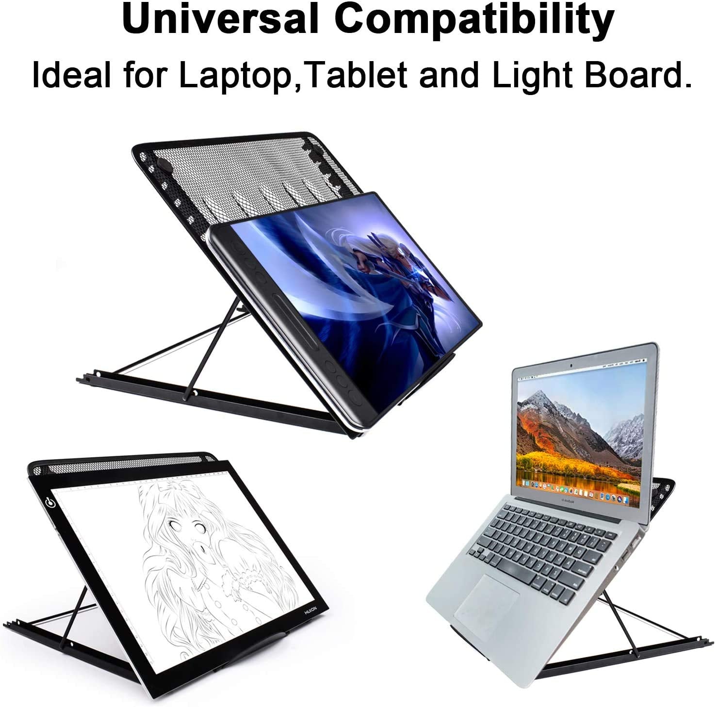 Fayet Large Version Adjustable Light Pad Stand, 12 Angle Points Skidding Prevented Holder For Xp Pen Artist, Compatible With 10'