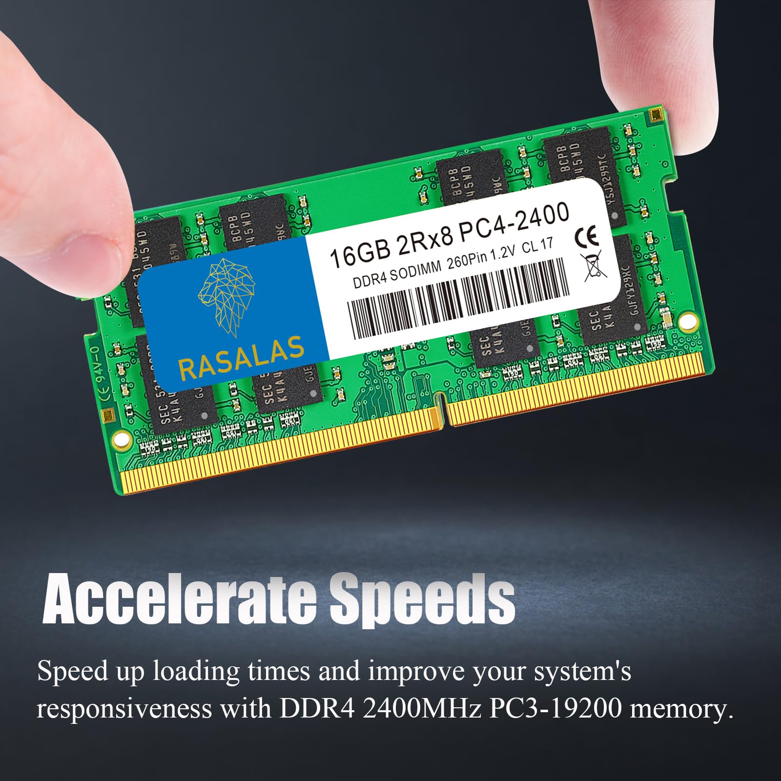 Rasalas 16Gb 2Rx8 Ddr4 2400Mhz (Ddr4 2400) Pc4 19200 (Pc4 2400T) Non Ecc Unbuffered 1.2V Cl17 2Rx8 Single Rank 260 Pin So Dimm L