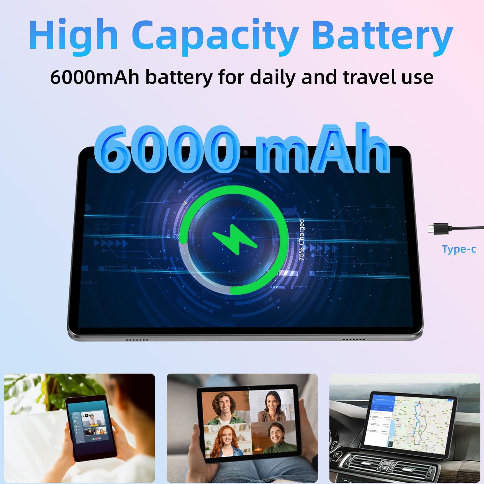 Tablet 10.1 Inch, Android 14 Tablets 9(3+6) Gb Ram 64Gb Rom 1Tb Expand, 1280X800 Ips Hd Touchscreen,6000Mah Battery, Bluetooth,