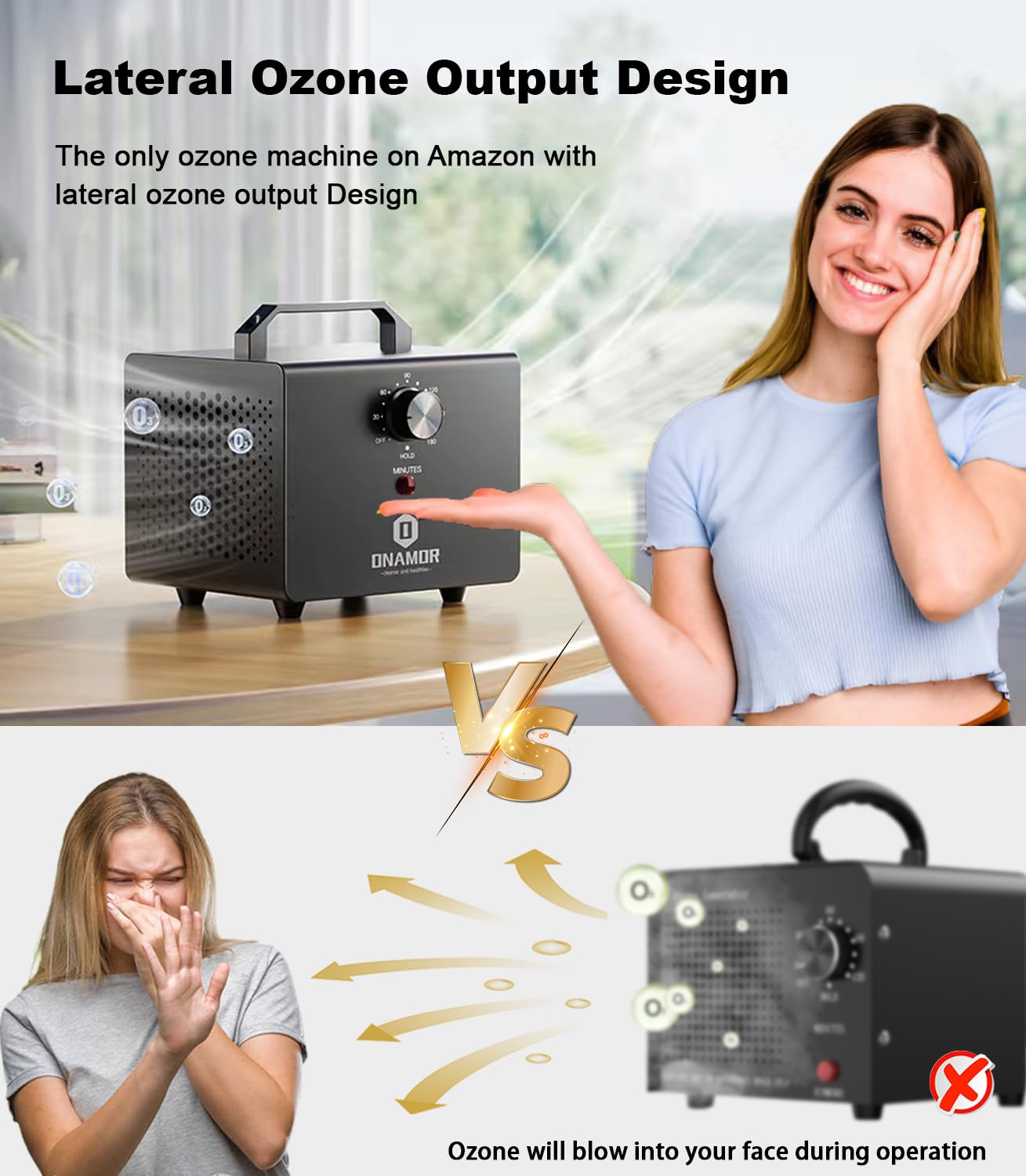 Onamor Ozone Generator 30000Mg/H, Ozone Machine Ionizer O3 Deodorizer For Home, Basement, Smoke, And Pet Room (Eliminating Odors