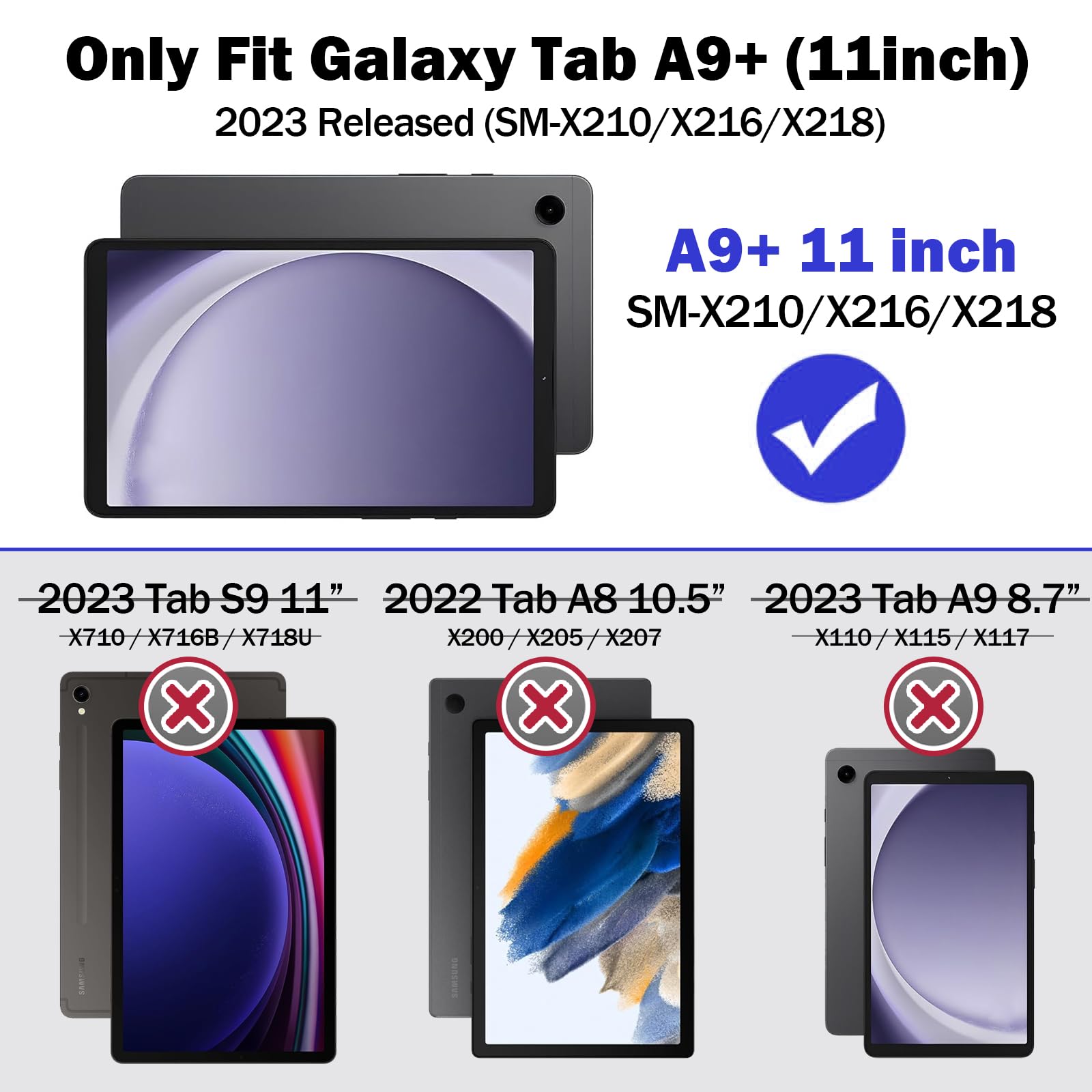 Grifobes For Samsung Galaxy Tab A9 Plus 11 Inch 2023 Cases, Heavy Duty Shockproof Rugged Cover For Samsung Tablet A9+ 11'' Case