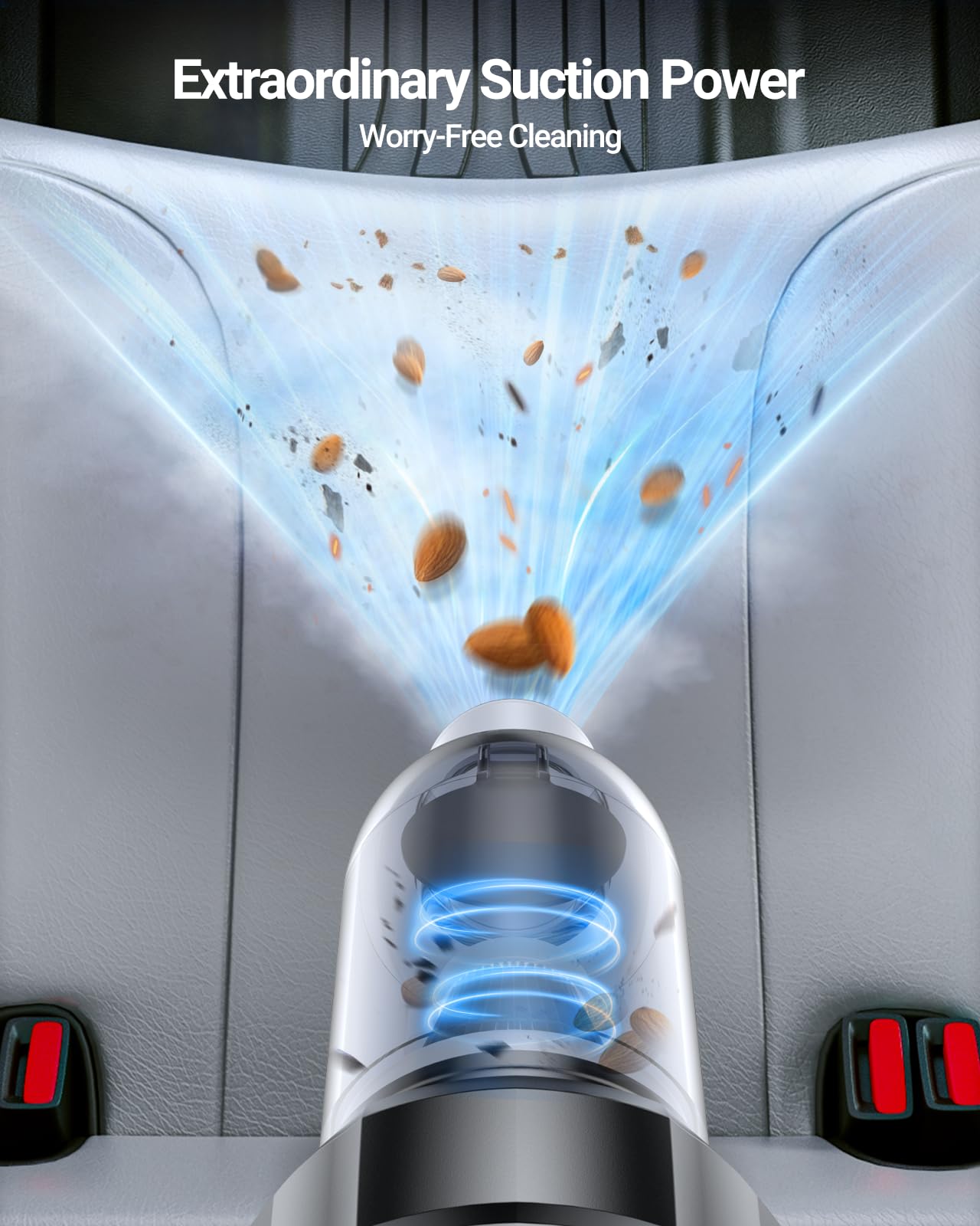 Sealight Car Vacuum Portable Cordless, 21000Pa High Power Handheld Car Vacuum, Two Batteries Long Endurance, 18V/120W Portable V