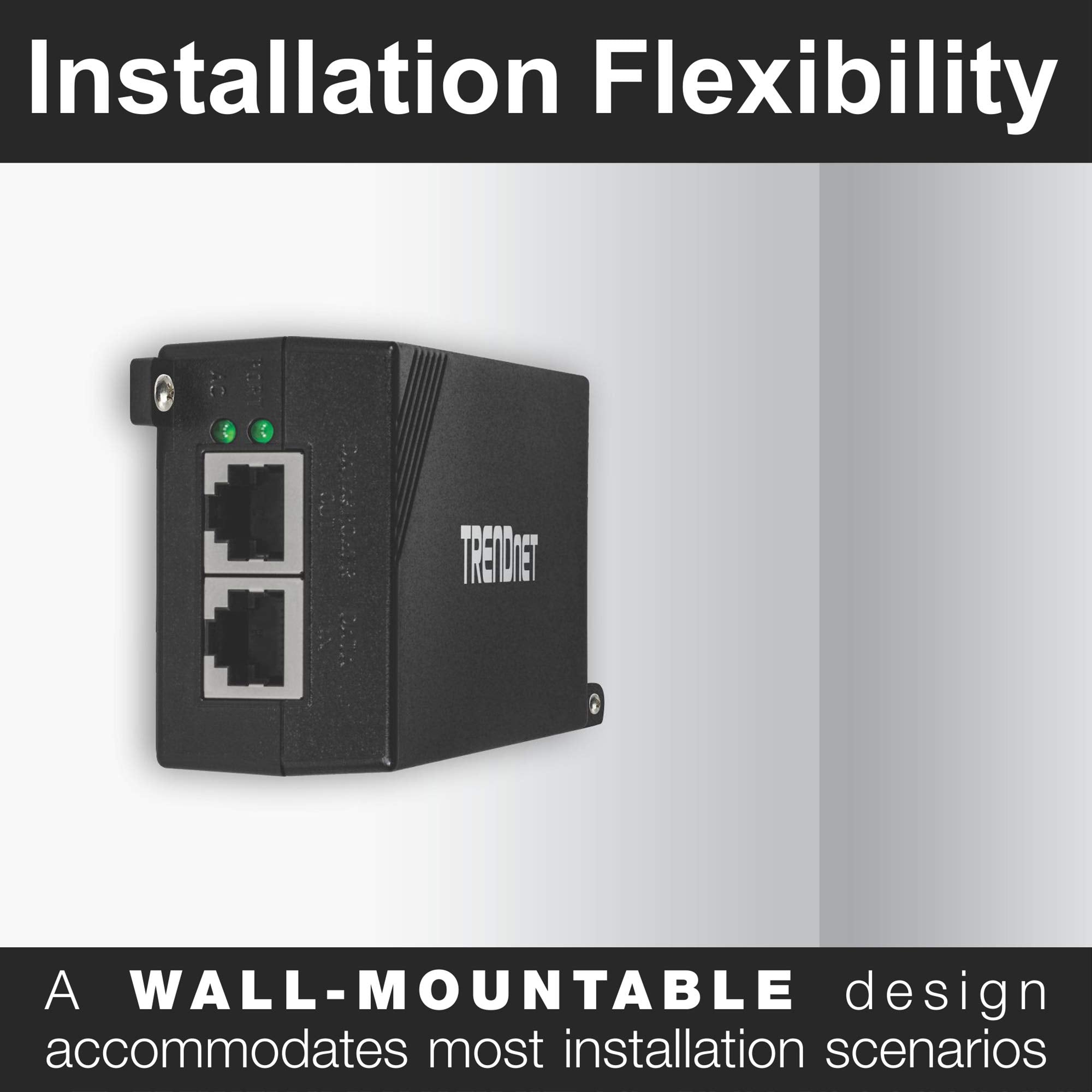 Trendnet Gigabit Power Over Ethernet+Injector, Converts Non Poe Gigabit To Poe+ Or Poe Gigabit, (30W) Power Network Distances Up
