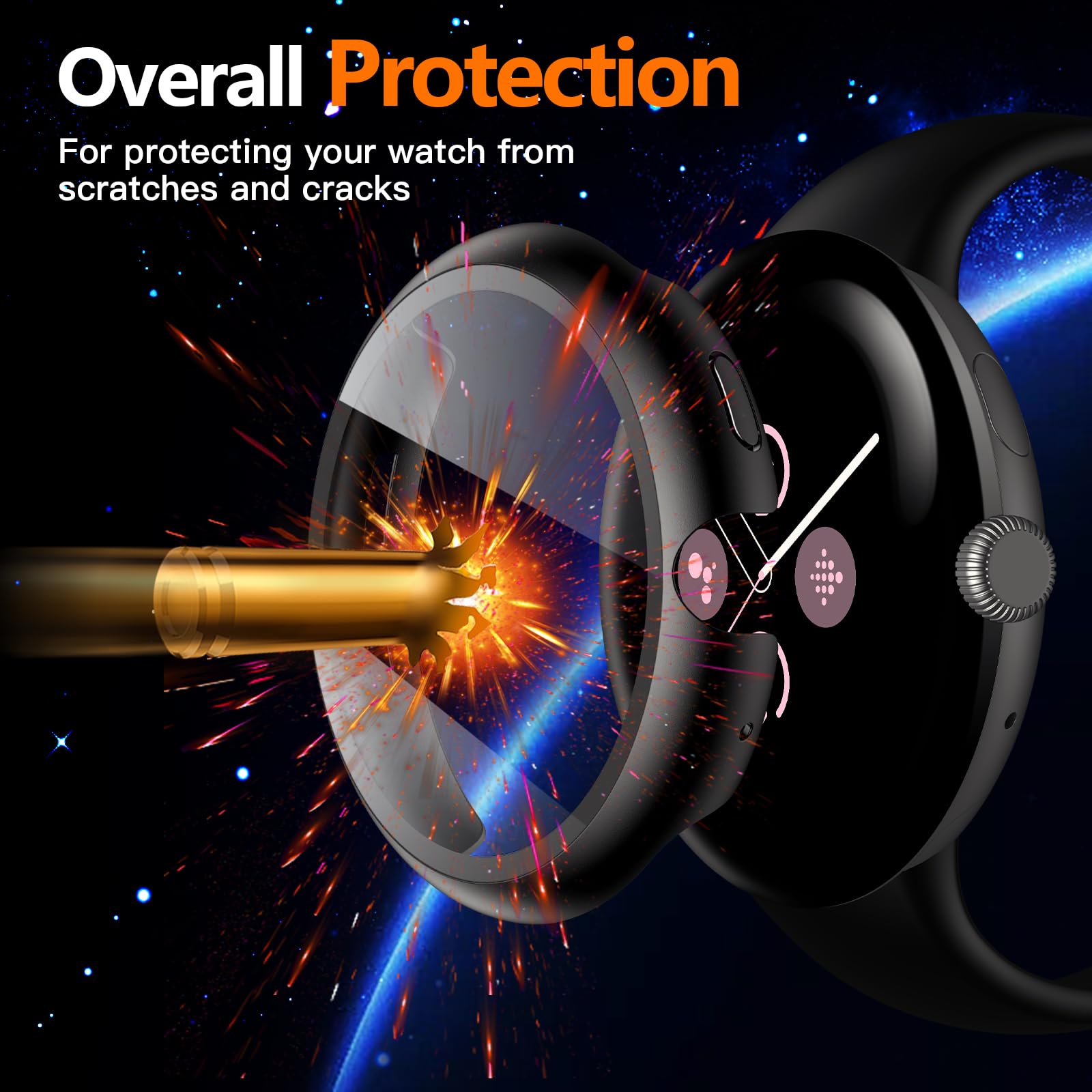 Misxi 2 Pack Hard Pc Screen Protector Case Compatible With Google Pixel Watch 3 (2024) 45Mm, Easy Installation Lightweight Ultra