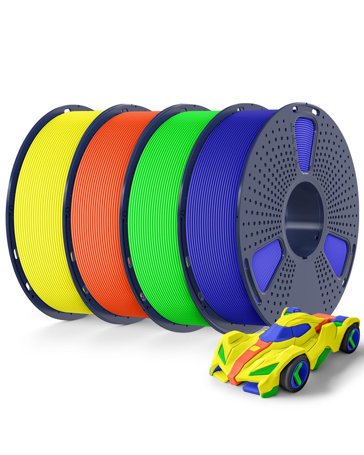 SUNLU High Speed PETG Filament 1.75mm 4KG Bundle, 3D Printer Filament 4kg, 1kg per Spool, Pack of 4, 4 Colors, Blue+Green+Orange