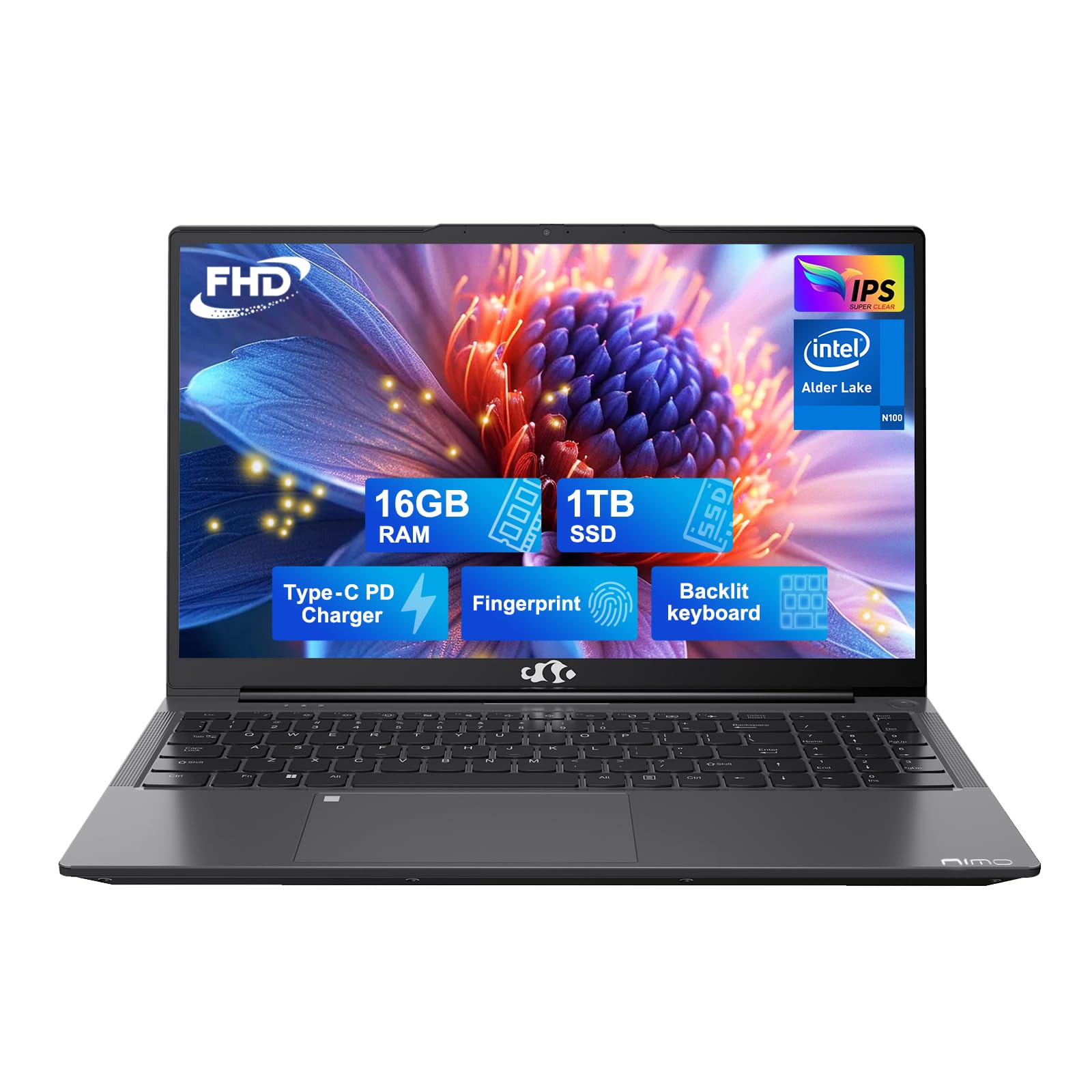 Nimo 15.6 Ips Fhd Laptop, 16Gb Ram 1Tb Ssd Intel Pentium Quad Core N100, Computer With Backlit Keyboard Fingerprint (Beat To I3 