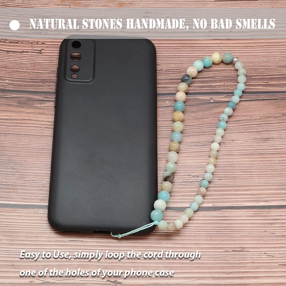 C&L Accessories Beaded Phone Charm Cell Phone Lanyard Wrist Strap Handmade Natural Gemstone Beads Phone Keychain Charm String De