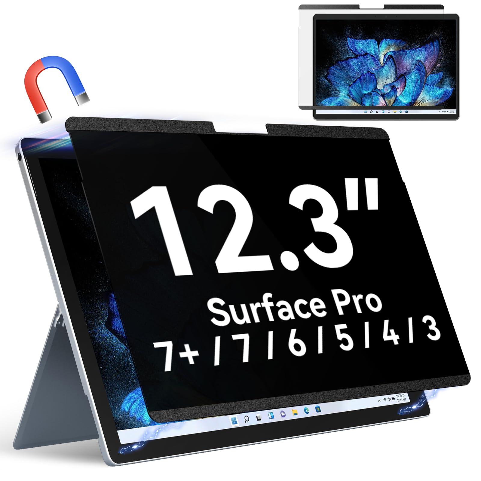 Magnetic Privacy Filter Compatible With Microsoft Surface Pro 7 Plus/Pro 7/Pro 6/Pro 5/Pro 4/Pro 3, 12.3 Inch Removable Anti Spy