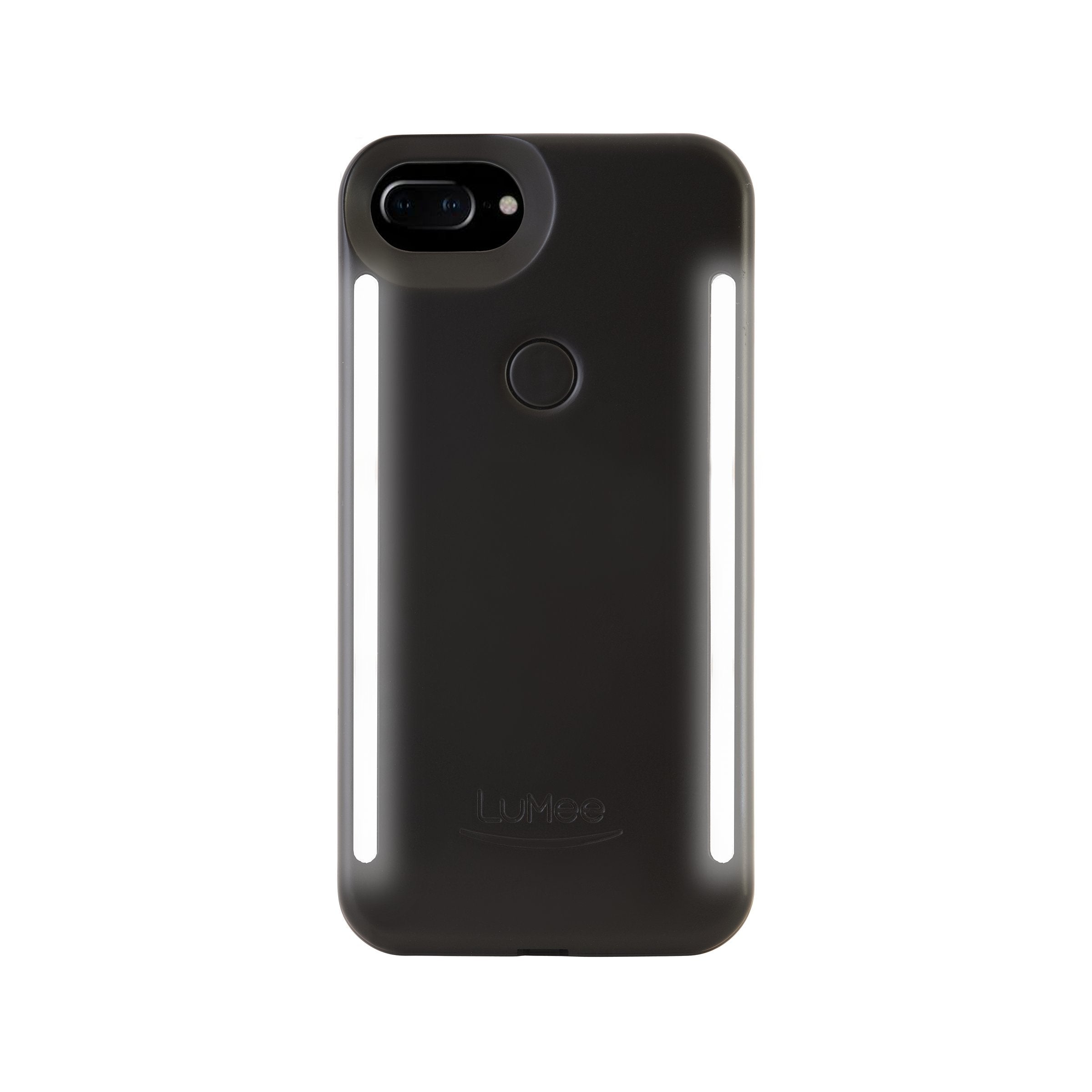 Lumee Duo Phone Case, Black Matte | Front & Back Led Lighting, Variable Dimmer | Shock Absorption, Bumper Case, Selfie Phone Cas