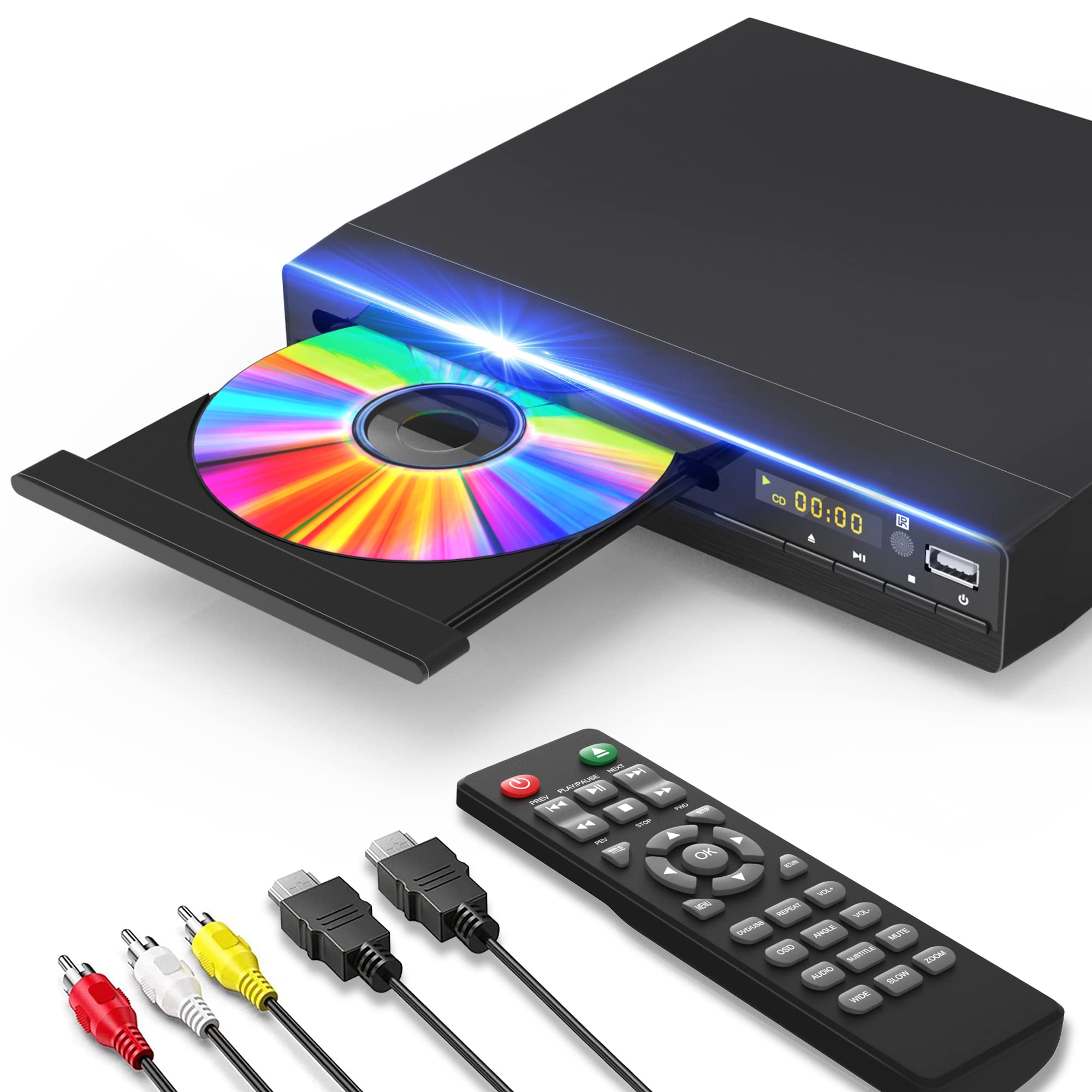 Dvd Player, Hdmi Region Free Dvd Players For Smart Tv, 1080P Upscaling, Usb Input, Hdmi/Rca Output Cable Included, Breakpoint Me