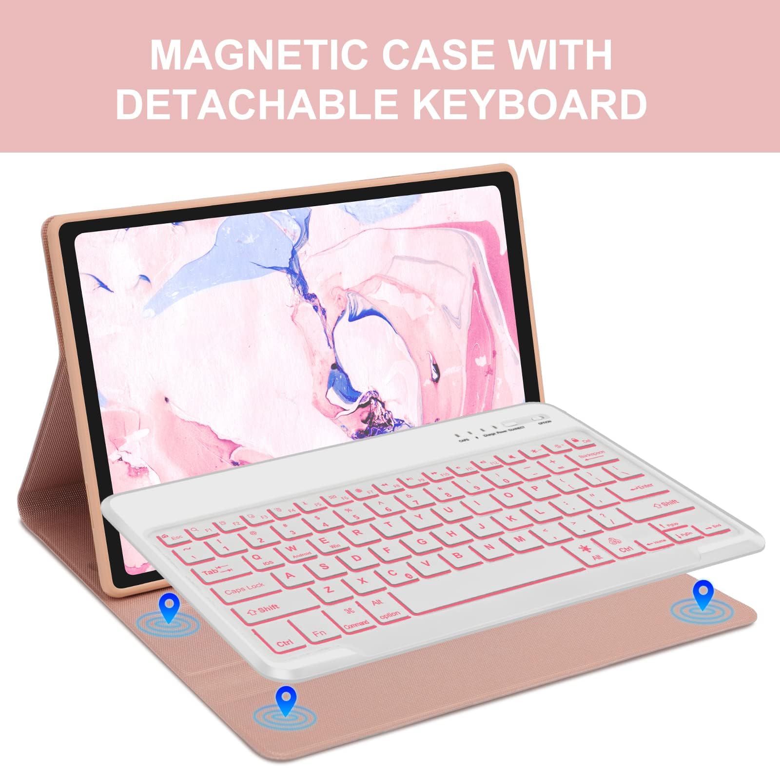 For Samsung Galaxy Tab S8+/S7 Fe/S7 Plus Keyboard Case 12.4 Inch  Detachable Bluetooth Backlit Keyboard, Slim Multi Angle Cover
