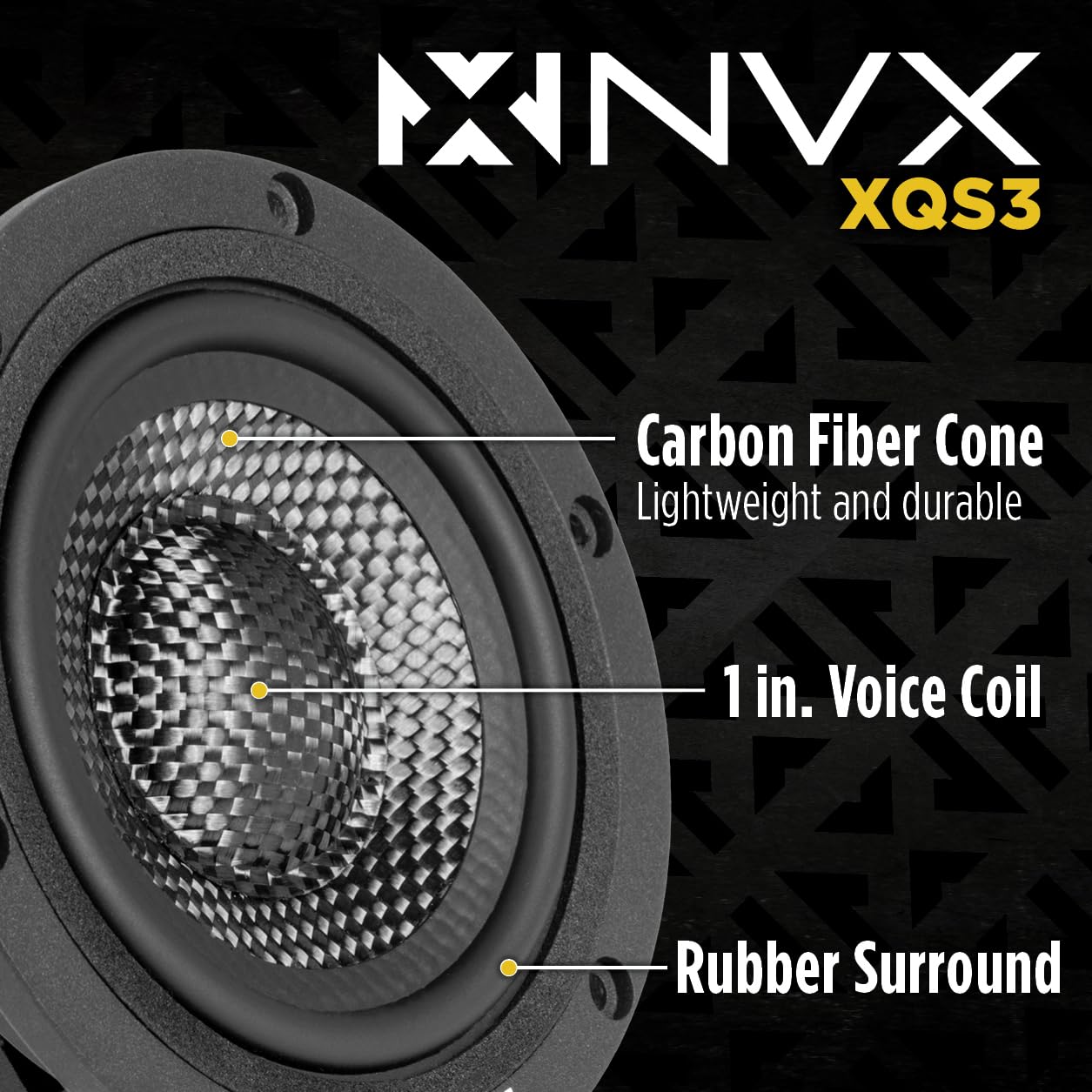Nvx Xqs3 3.5'' High Performance Car Speakers, 200W Max, 100W Rms, 3 1/2 Inch Component Midrange, Neodymium Magnet, Easy To Insta