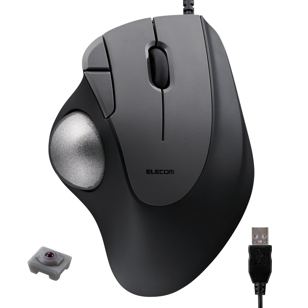 Elecom Ergonomic Comfort Design Trackball Ist Wired Usb A Connection, Smooth Tracking With Ruby Ball Bearing, 36Mm Ball, Thumb Control, Compatible For Windows, Pc, And Mac Black (M It10Urbk)