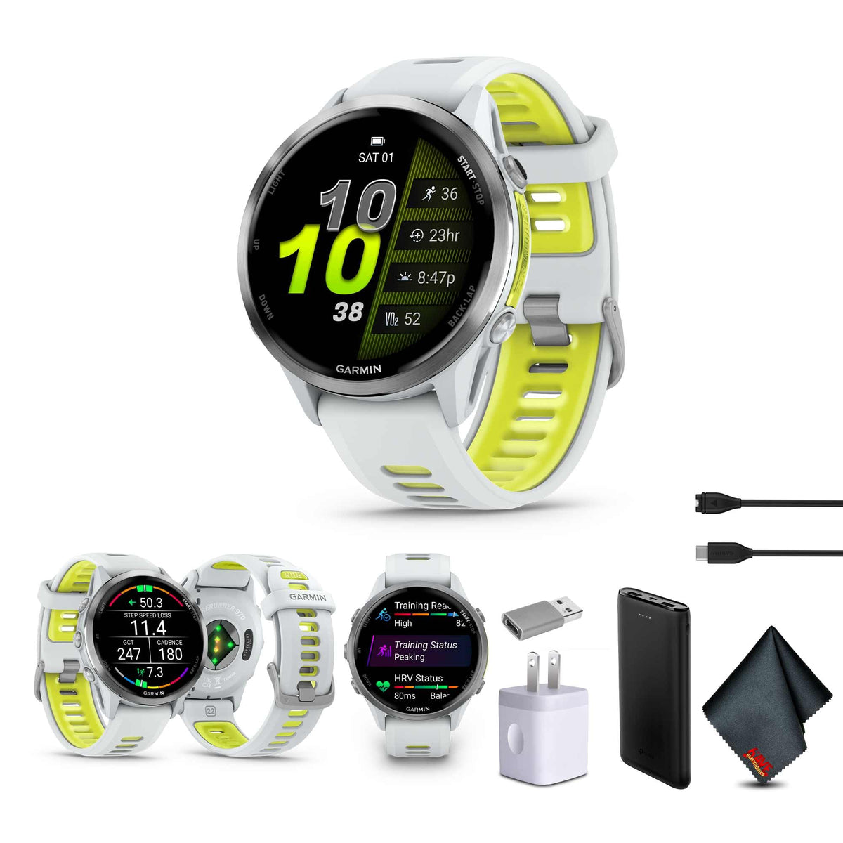 Garmin Forerunner 970 Running Smartwatch, Gps Fitness Smart Watch For Men And Women, Titanium With Whitestone Case And Whiteston