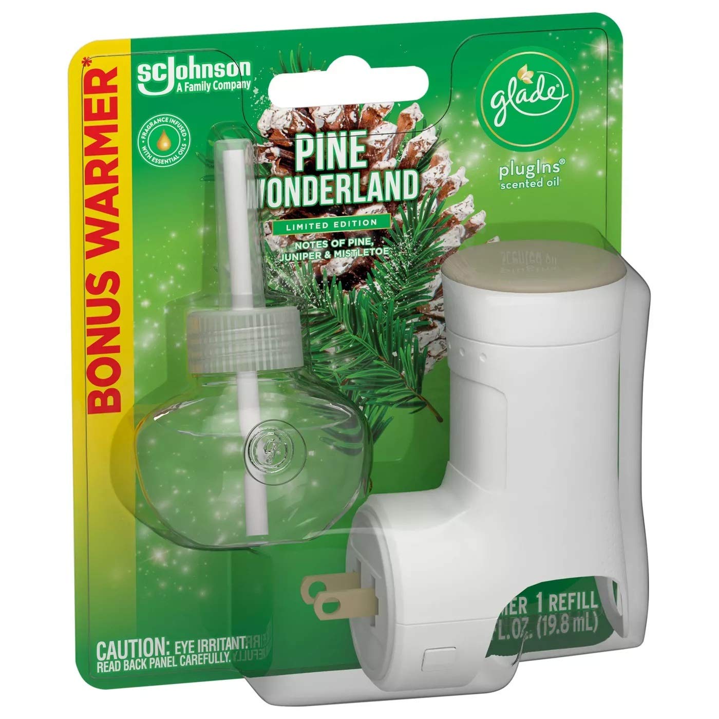 Glade Plugins Scented Oil Refill   Pine Wonderland   1 Count Refill & 1 Count Oil Warmer Per Package   Pack Of 2 Packages