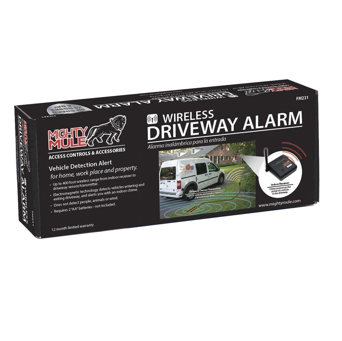 Mighty Mule Fm231 Wireless Driveway Alarm � Electromagnetic Vehicle Detection, Indoor Receiver, 400 Ft Range, Expandable, Battery Powered, Easy Installation, Driveway & Property Security System